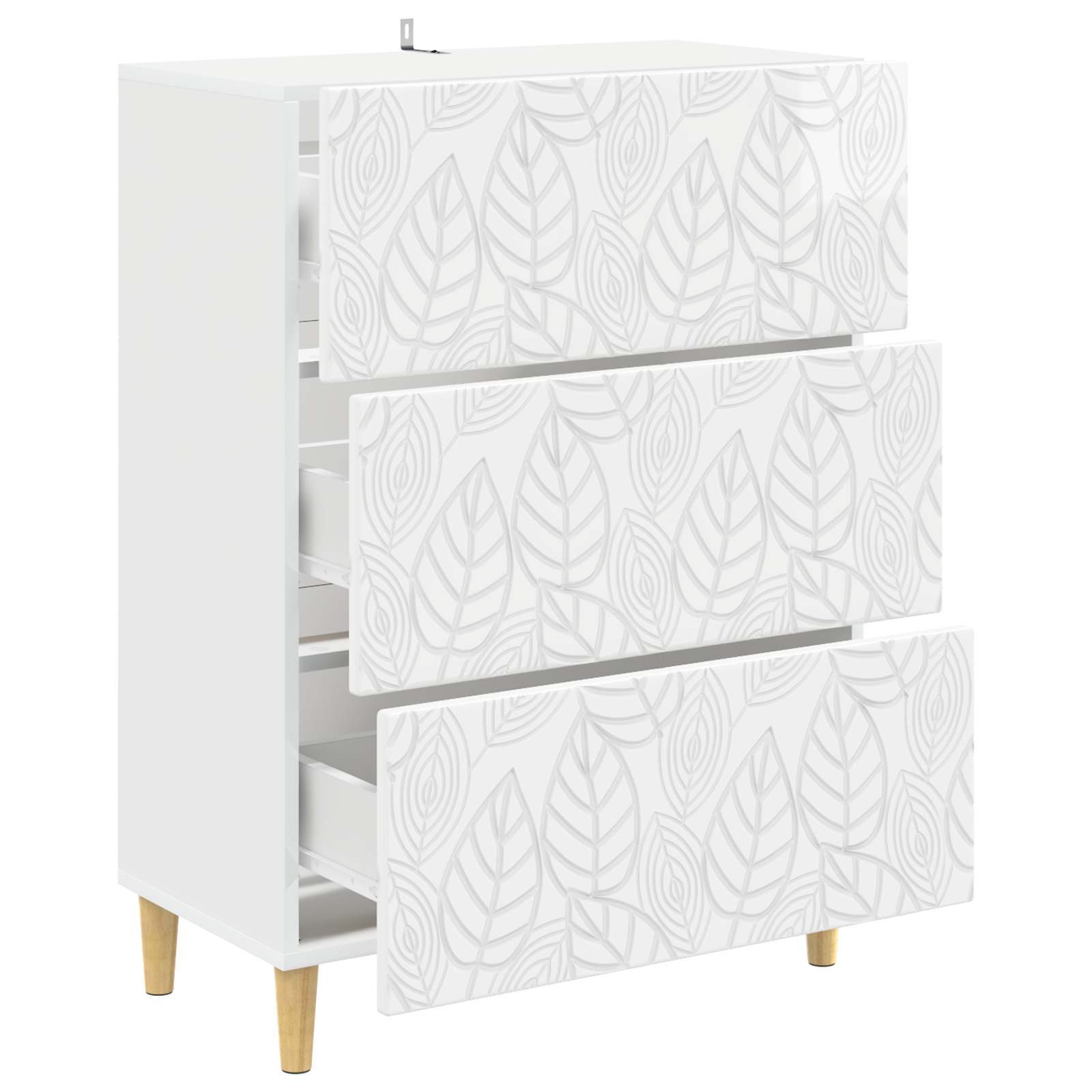 Schubladenschrank Hochglanz Weiß 66 x 34,5 x 90 cm