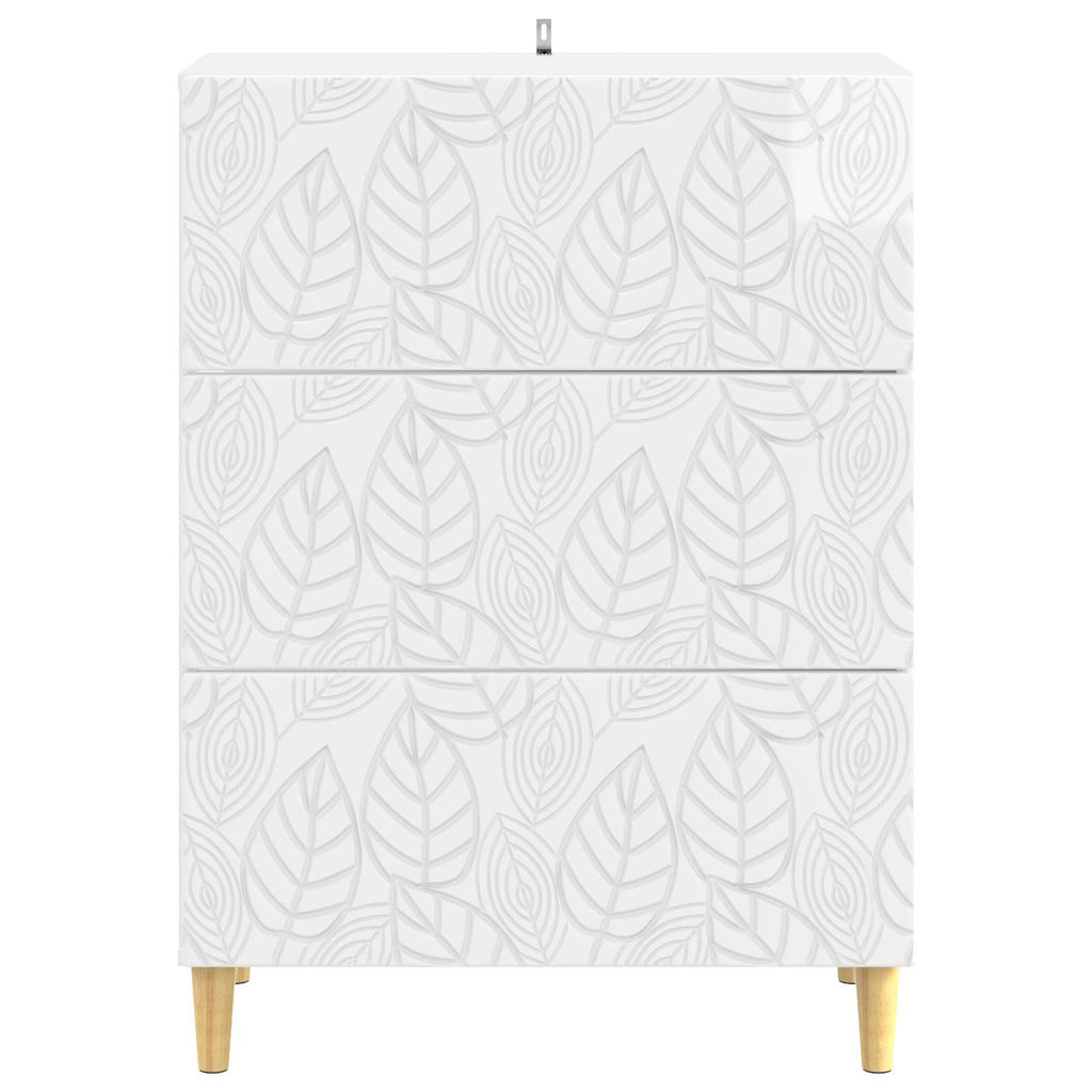 Schubladenschrank Hochglanz Weiß 66 x 34,5 x 90 cm