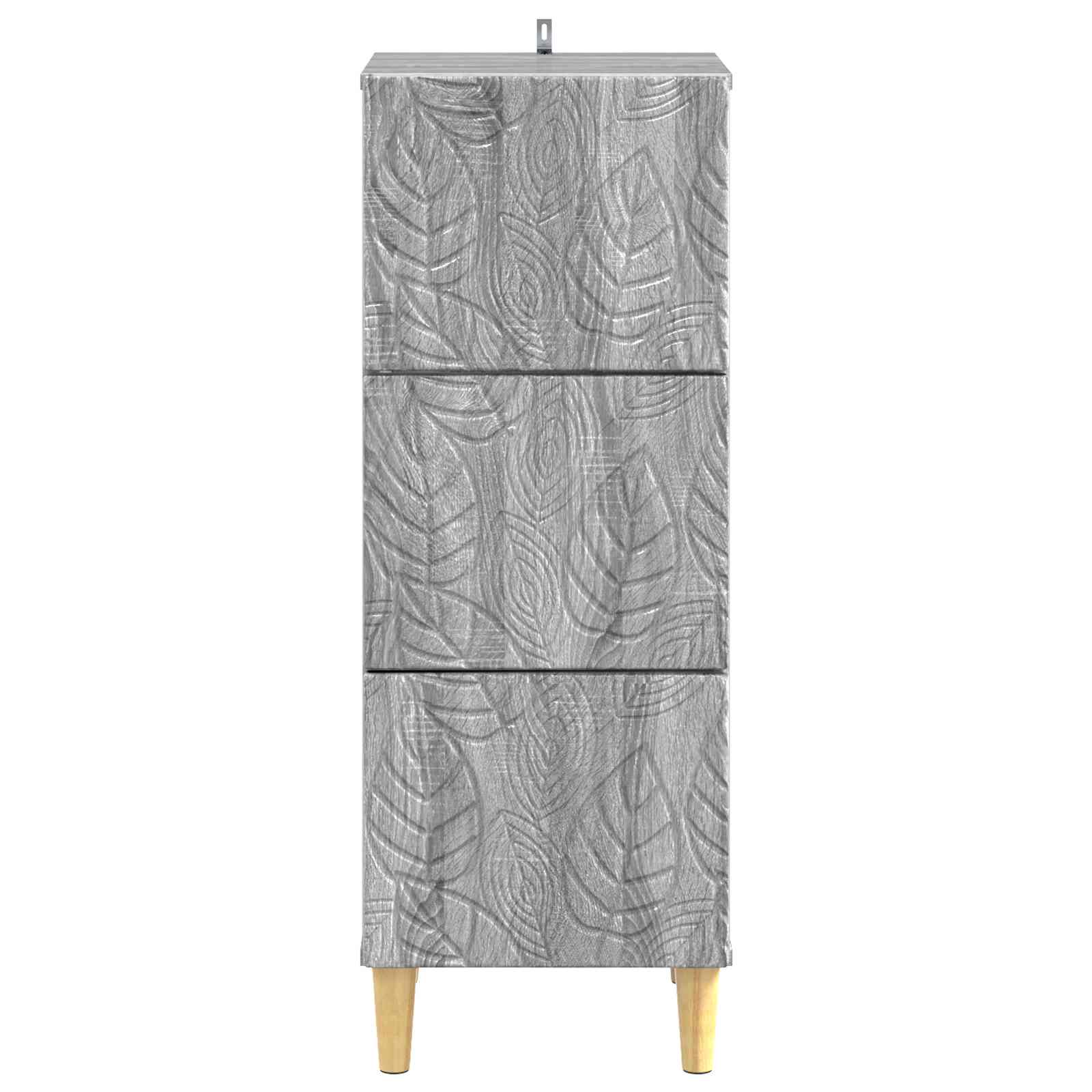 Schubladenschrank Grau Sonoma 33 x 34,5 x 90 cm Holzwerkstoff
