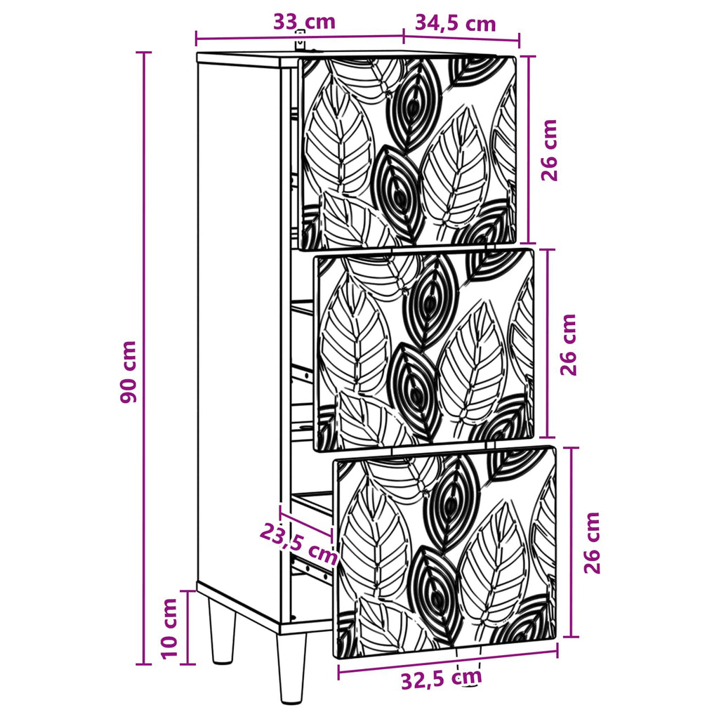 Schubladenschrank Grau Sonoma 33 x 34,5 x 90 cm Holzwerkstoff