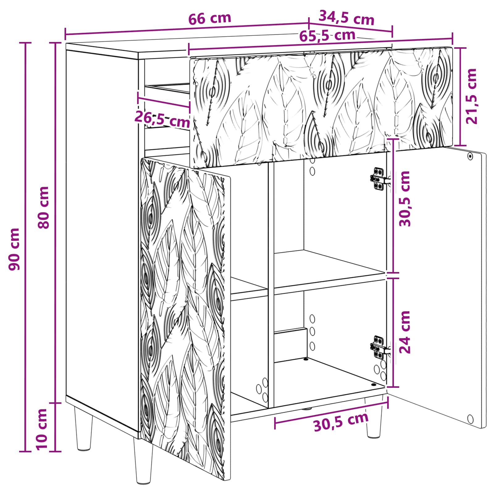 Sideboard Sonoma-Eiche 66 x 34,5 x 90 cm Holzwerkstoff