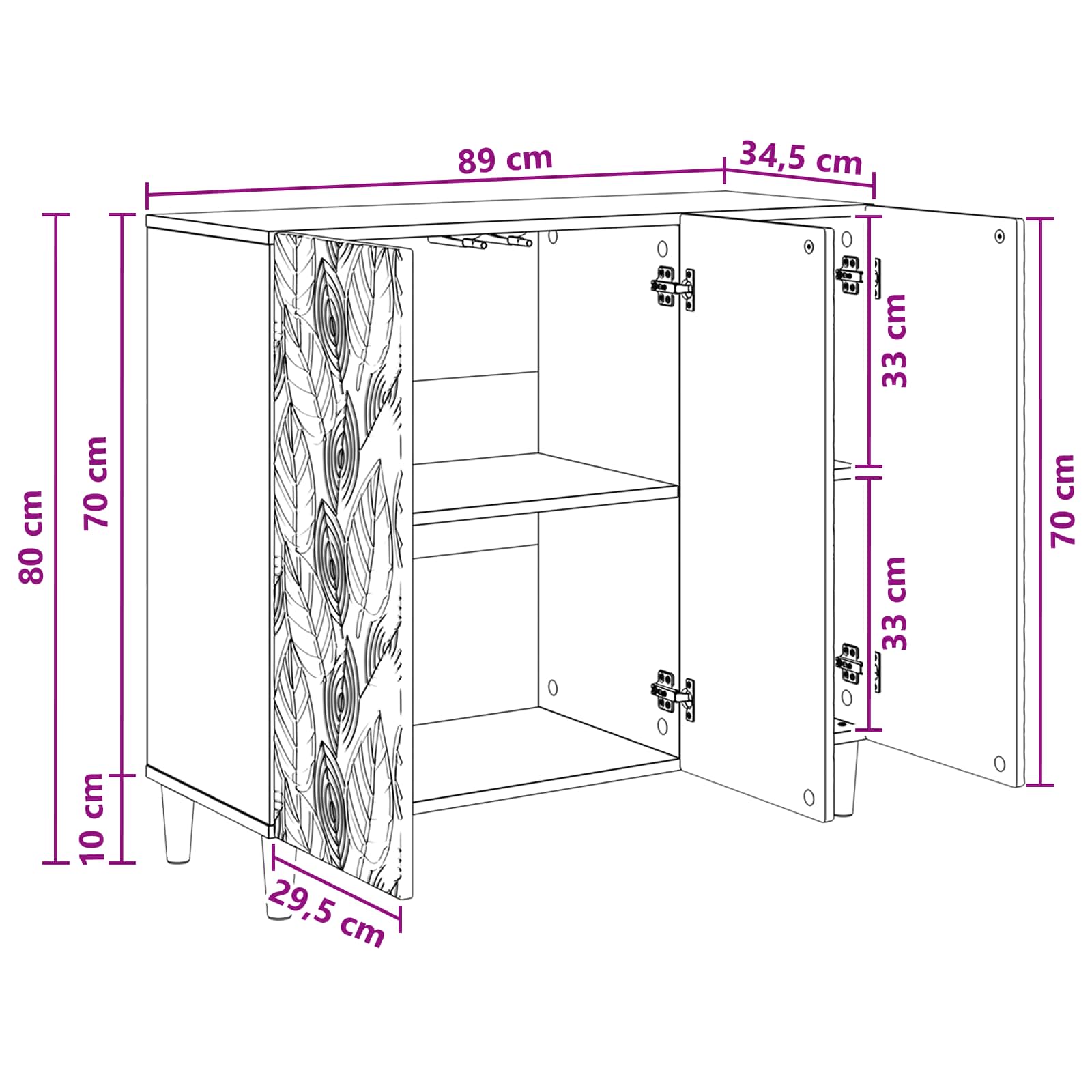 Sideboard Altholz 89 x 34,5 x 80 cm Holzwerkstoff