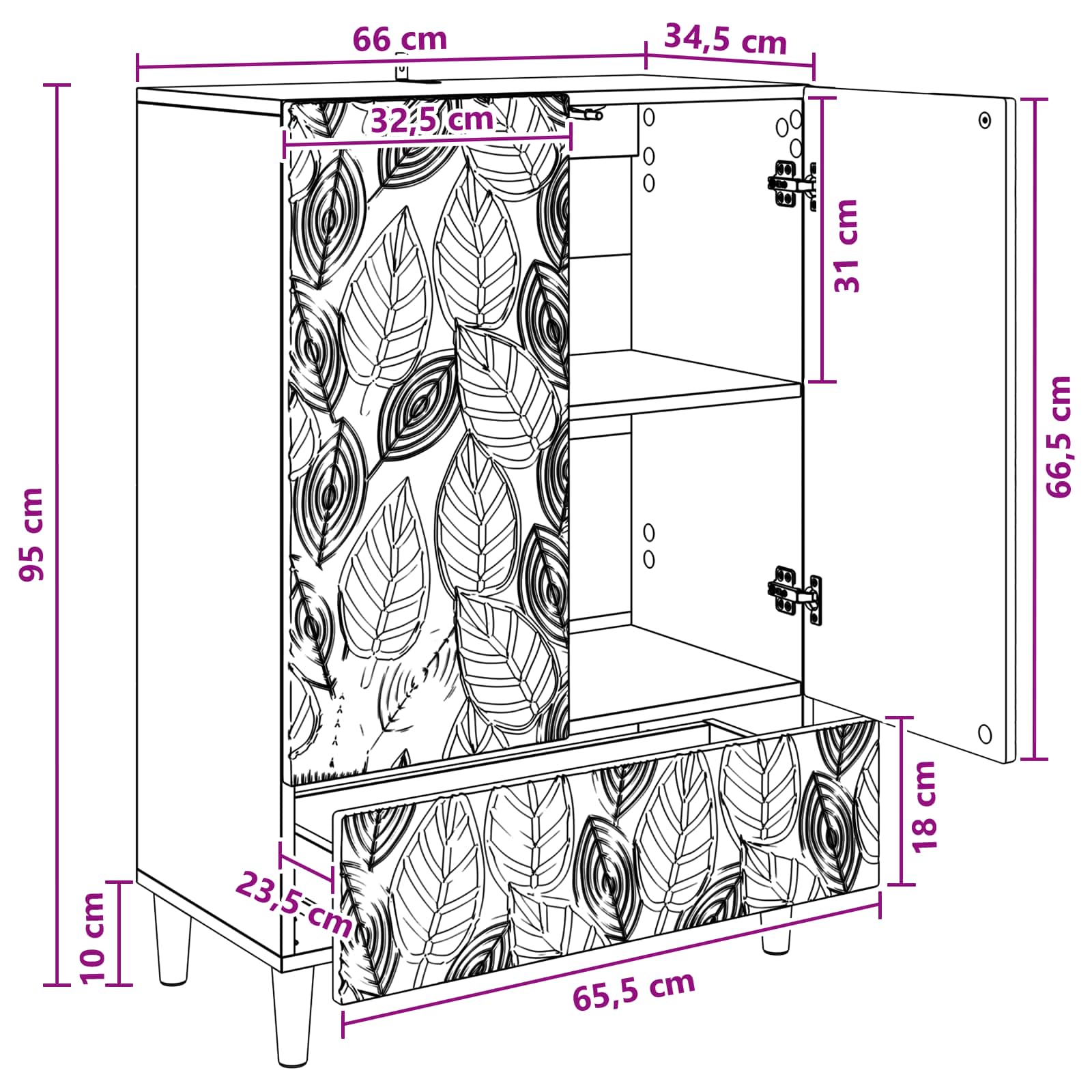Sideboard Sonoma-Eiche 66 x 34,5 x 95 cm Holzwerkstoff