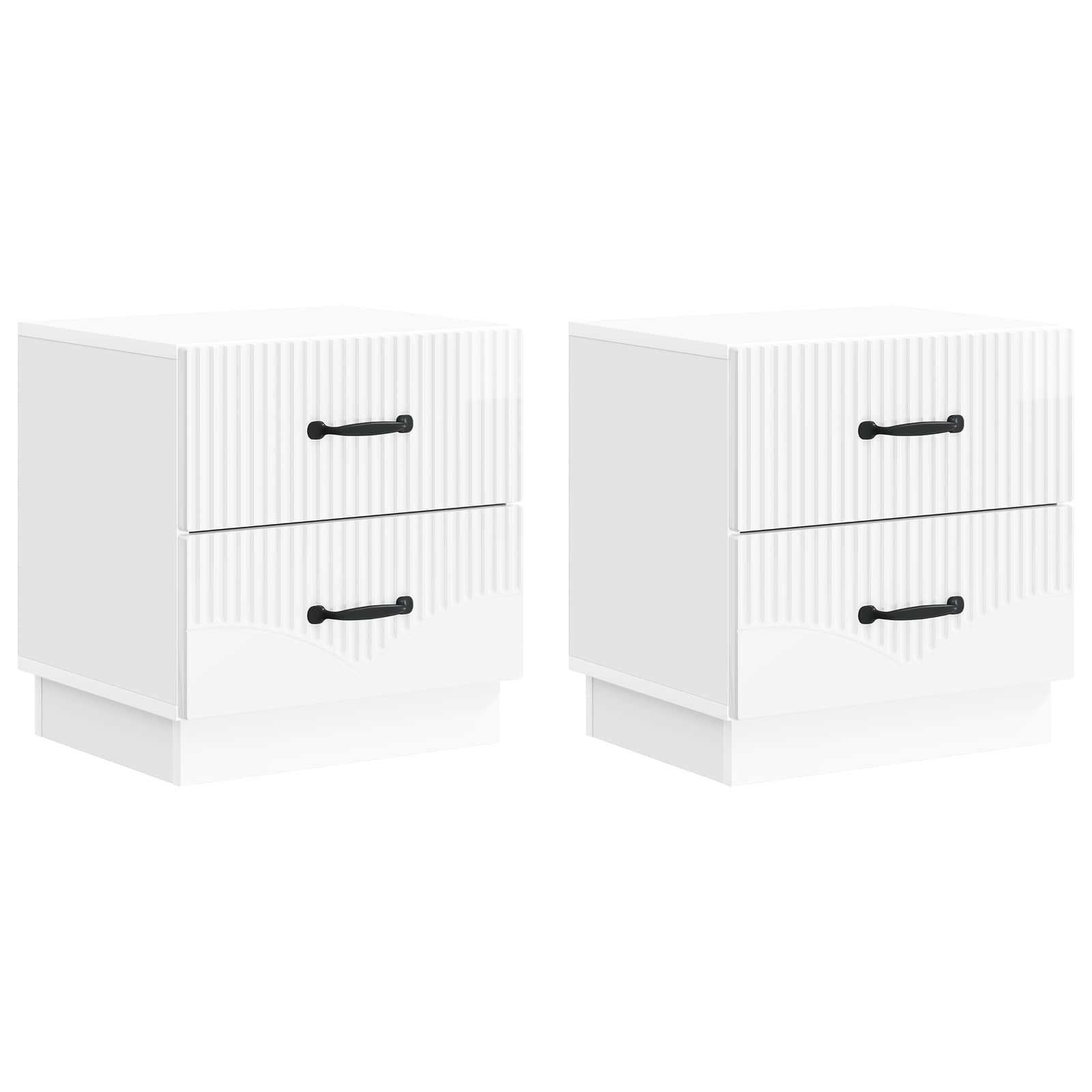 Nachttisch 2 pcs Hochglanz Weiß 43 x 34,5 x 44,5 cm