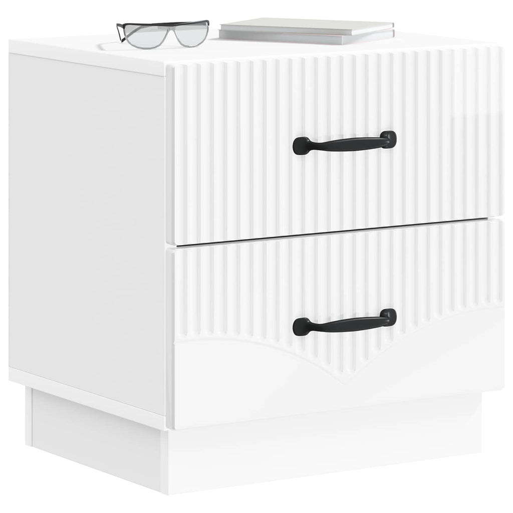 Nachttisch 2 pcs Hochglanz Weiß 43 x 34,5 x 44,5 cm