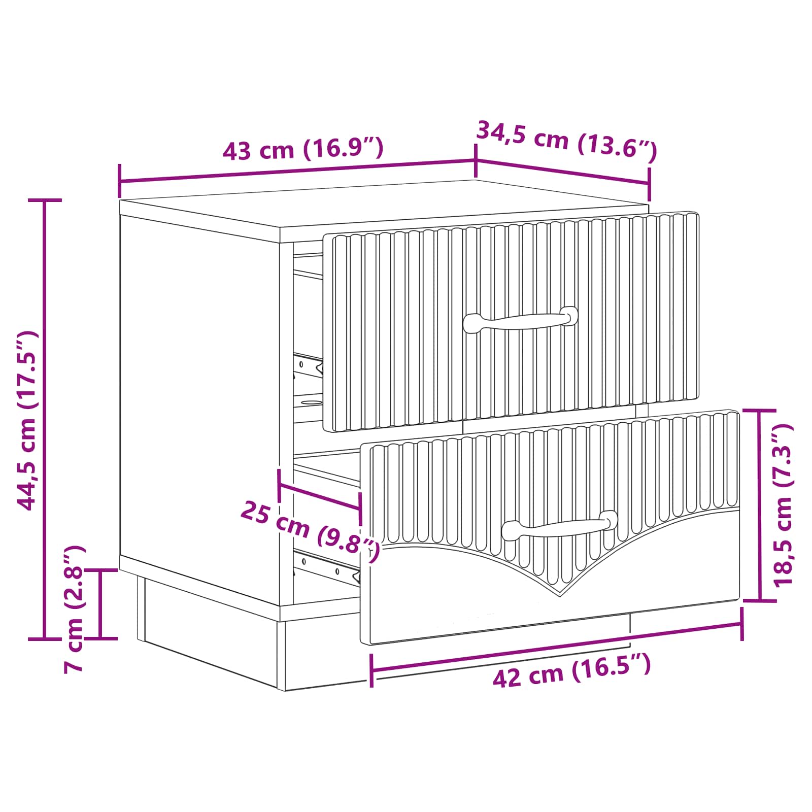 Nachttisch 2 pcs Geräucherte Eiche 43 x 34,5 x 44,5 cm