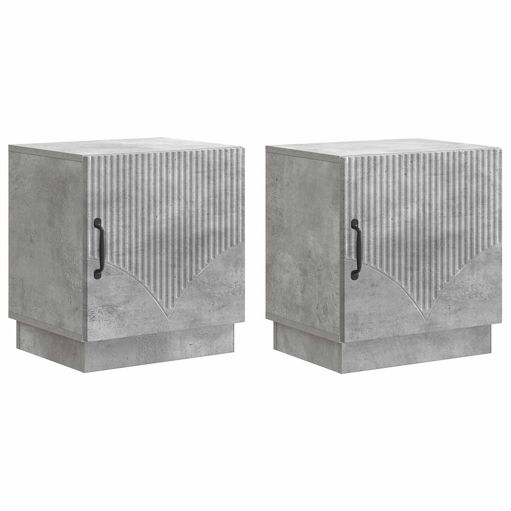 Nachttisch 2 pcs Beton Grau 43 x 34,5 x 47 cm Holzwerkstoff