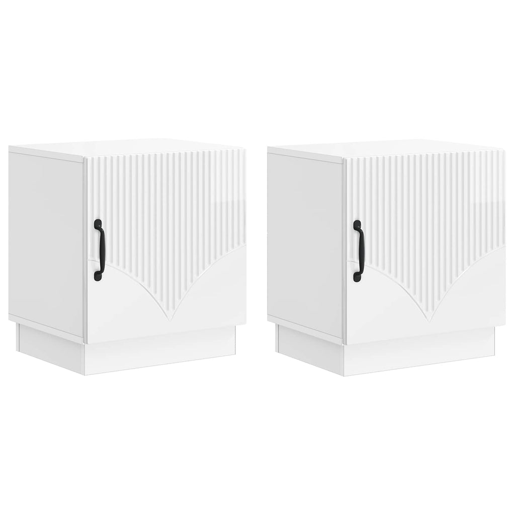Nachttisch 2 pcs Hochglanz Weiß 43 x 34,5 x 47 cm Holzwerkstoff