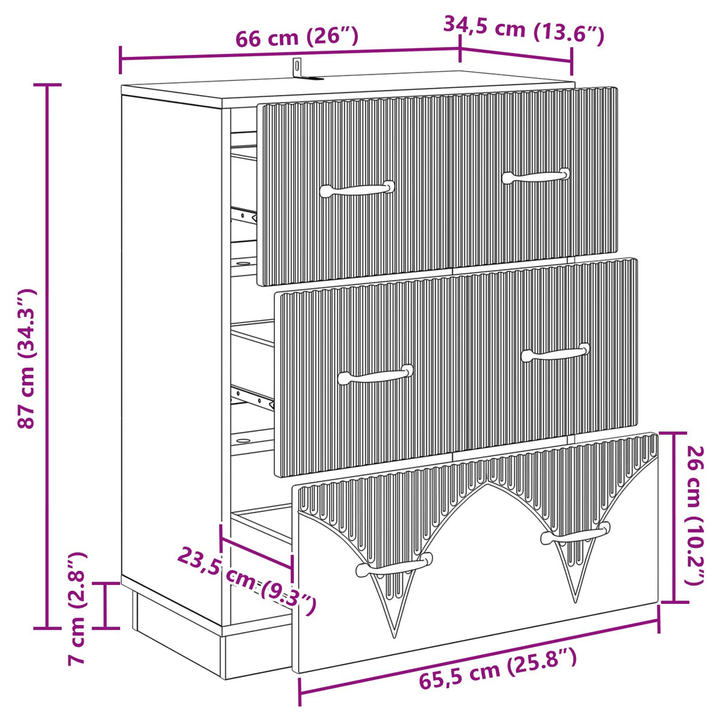 Schubladenschrank Schwarz 66 x 34,5 x 87 cm Holzwerkstoff