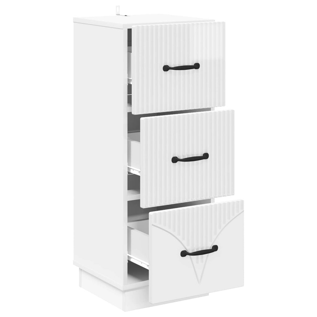 Schubladenschrank Hochglanz Weiß 33 x 34,5 x 87 cm