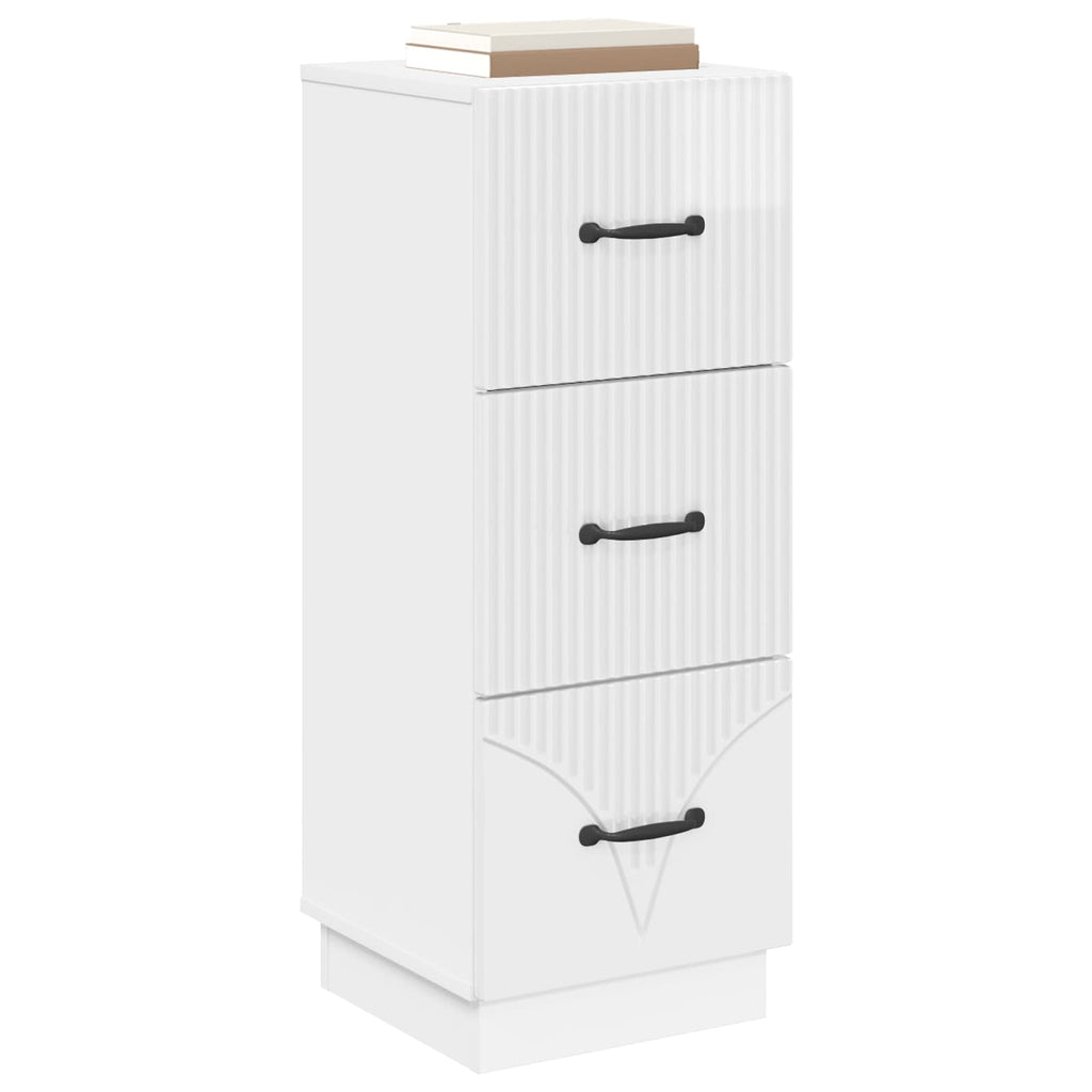 Schubladenschrank Hochglanz Weiß 33 x 34,5 x 87 cm