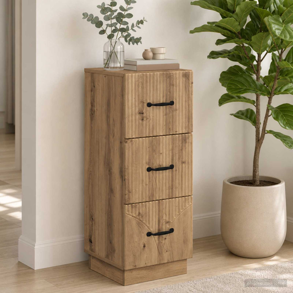 Schubladenschrank 33 x 34,5 x 87 cm Holzwerkstoff Artisan-Eiche