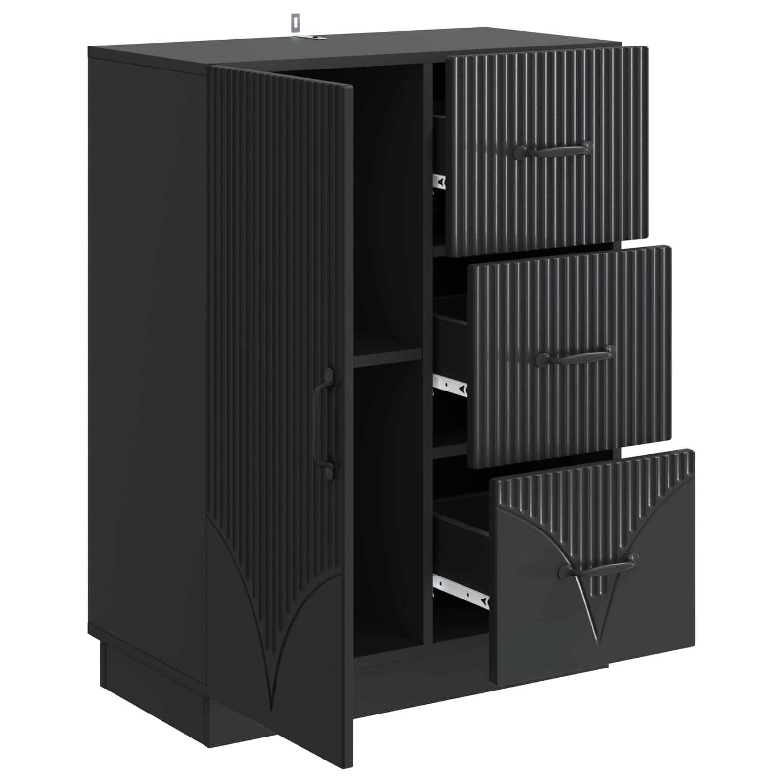 Sideboard Schwarz 66 x 34,5 x 87 cm Holzwerkstoff