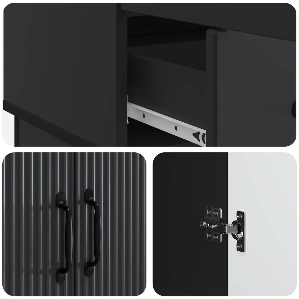Sideboard Schwarz 66 x 34,5 x 92 cm Holzwerkstoff