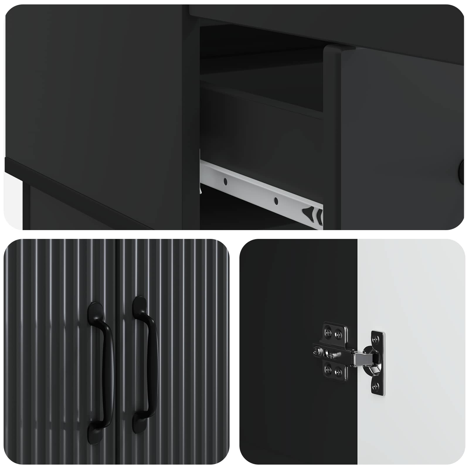 Sideboard Schwarz 66 x 34,5 x 92 cm Holzwerkstoff
