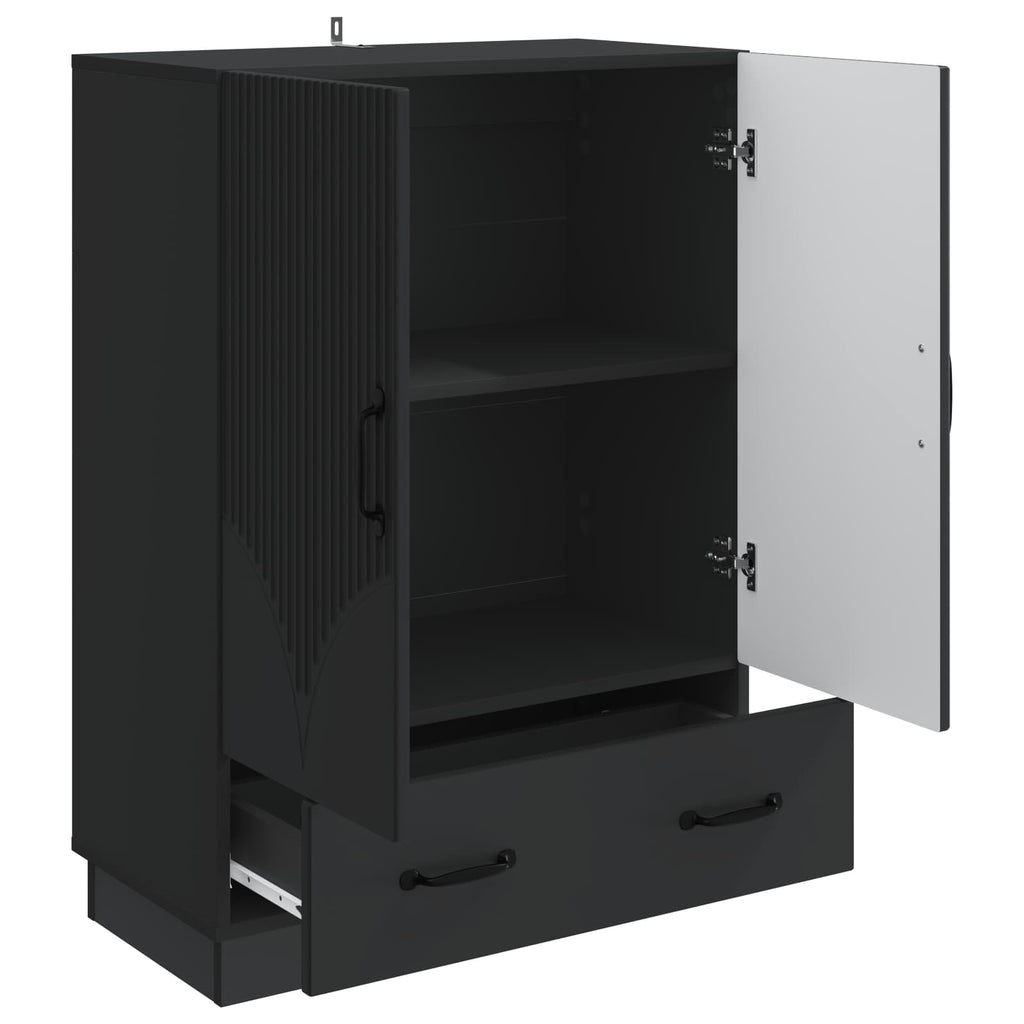 Sideboard Schwarz 66 x 34,5 x 92 cm Holzwerkstoff