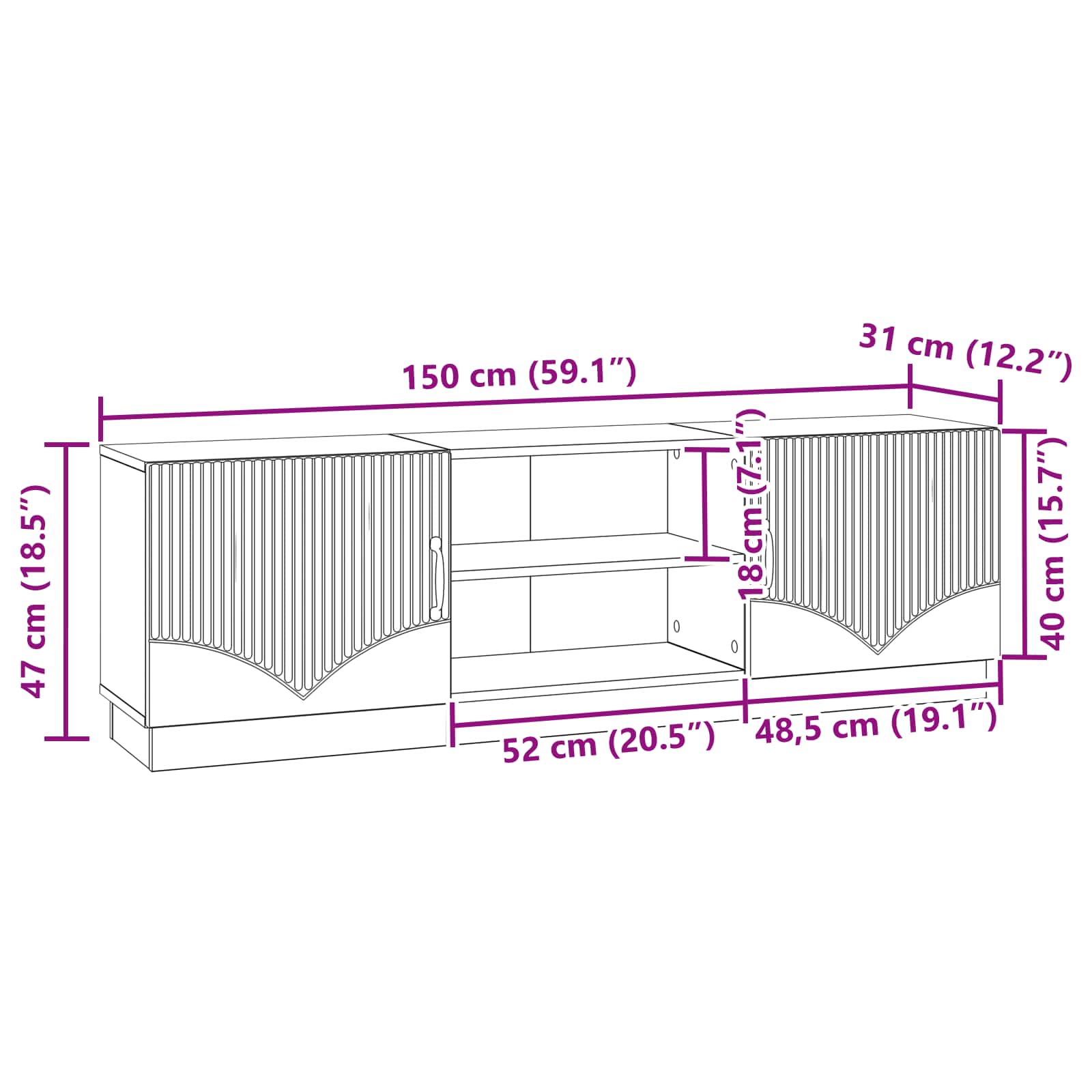 TV-Schränk Weiß 150 x 31 x 47 cm Holzwerkstoff