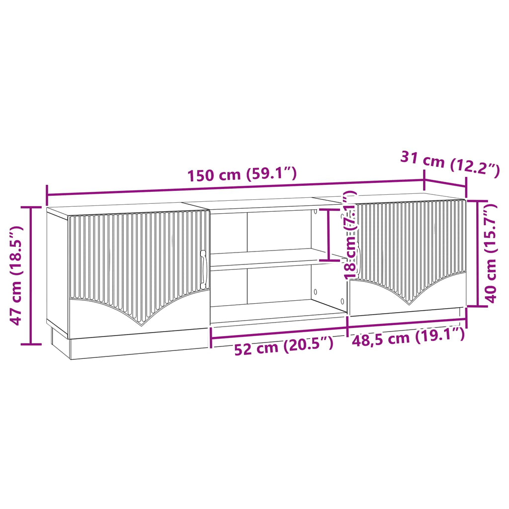 TV-Schränk Sonoma-Eiche 150 x 31 x 47 cm Holzwerkstoff