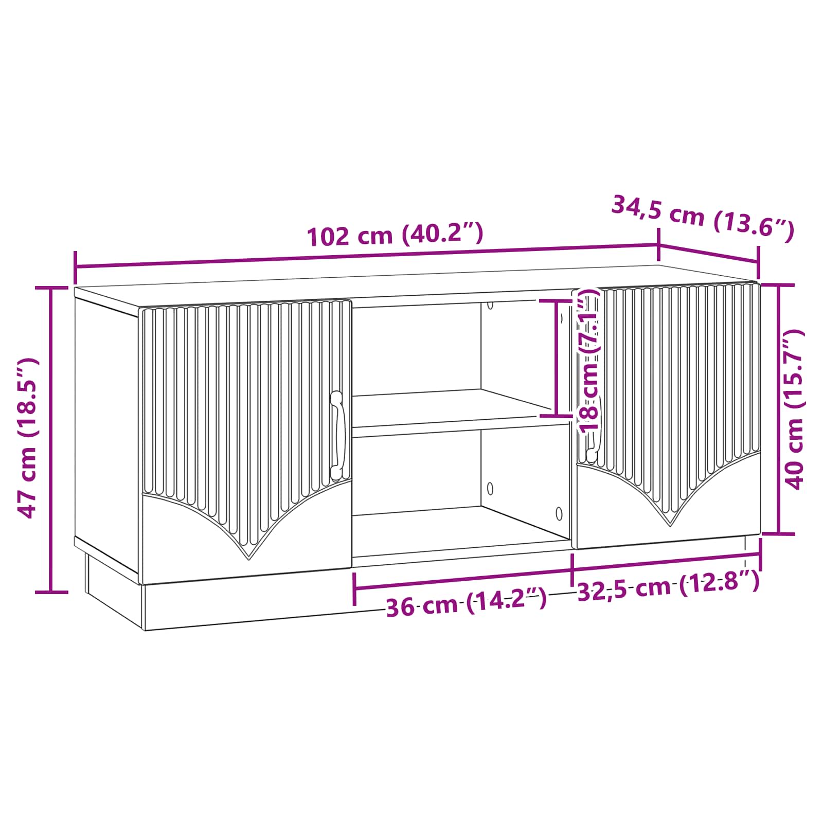 TV-Schränk Schwarz 102 x 34,5 x 47 cm Holzwerkstoff