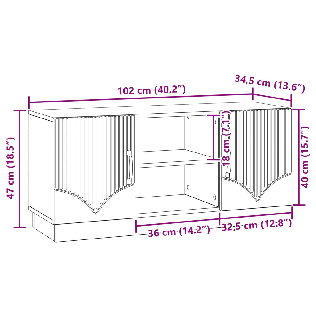 TV-Schränk Betongrau 102 x 34,5 x 47 cm Holzwerkstoff