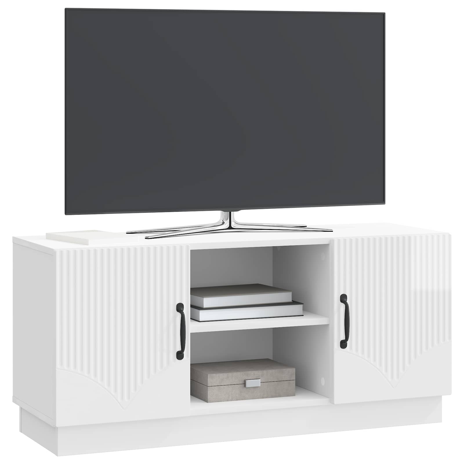 TV-Schränk Hochglanz Weiß 102 x 34,5 x 47 cm Holzwerkstoff
