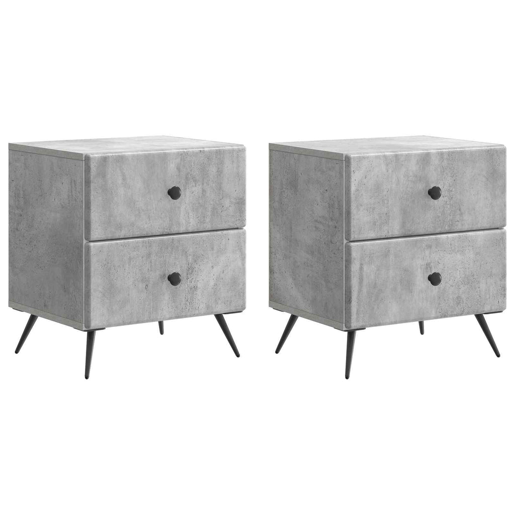 Nachttisch 2 pcs Betongrau 43 x 34,5 x 47,5 cm Holzwerkstoff