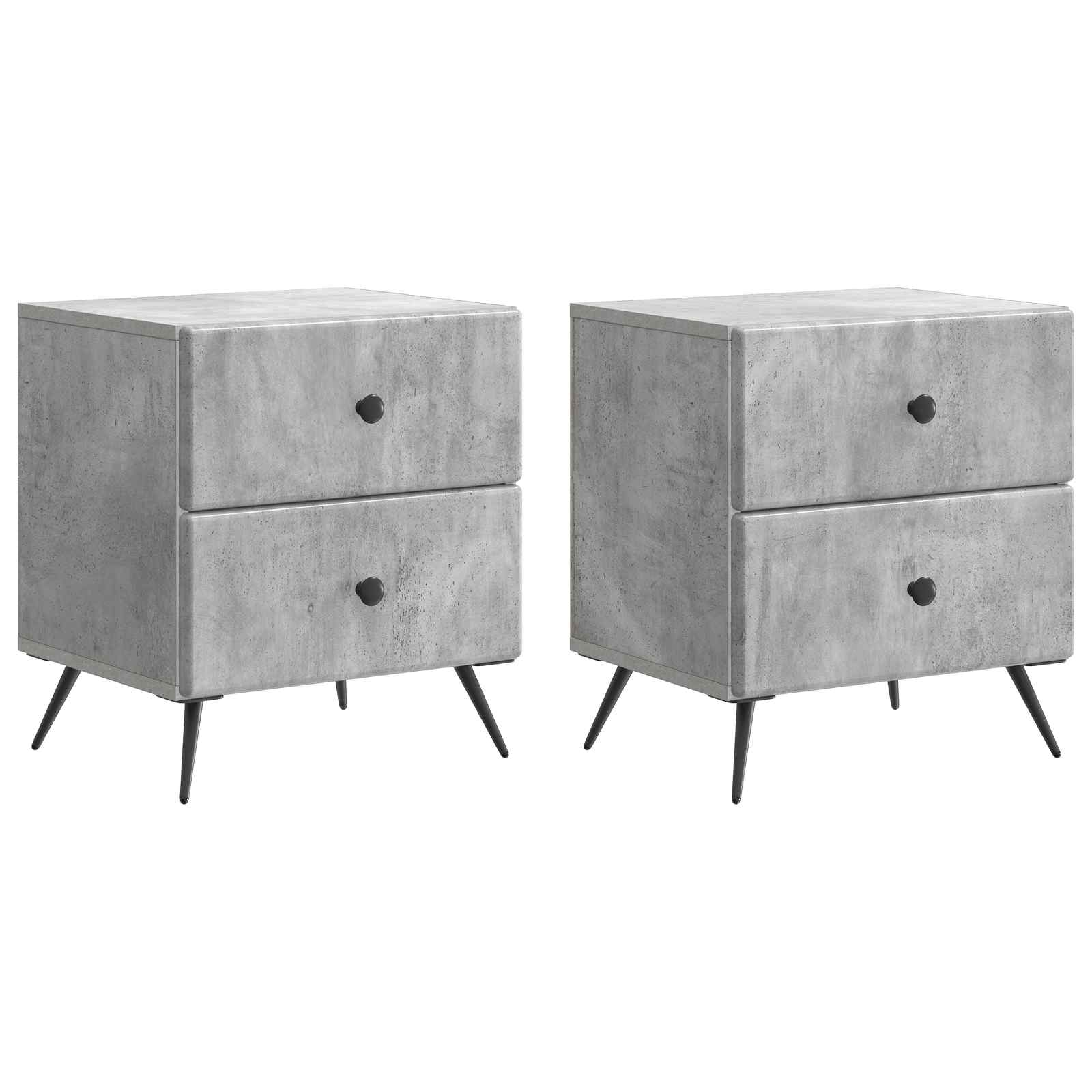 Nachttisch 2 pcs Betongrau 43 x 34,5 x 47,5 cm Holzwerkstoff