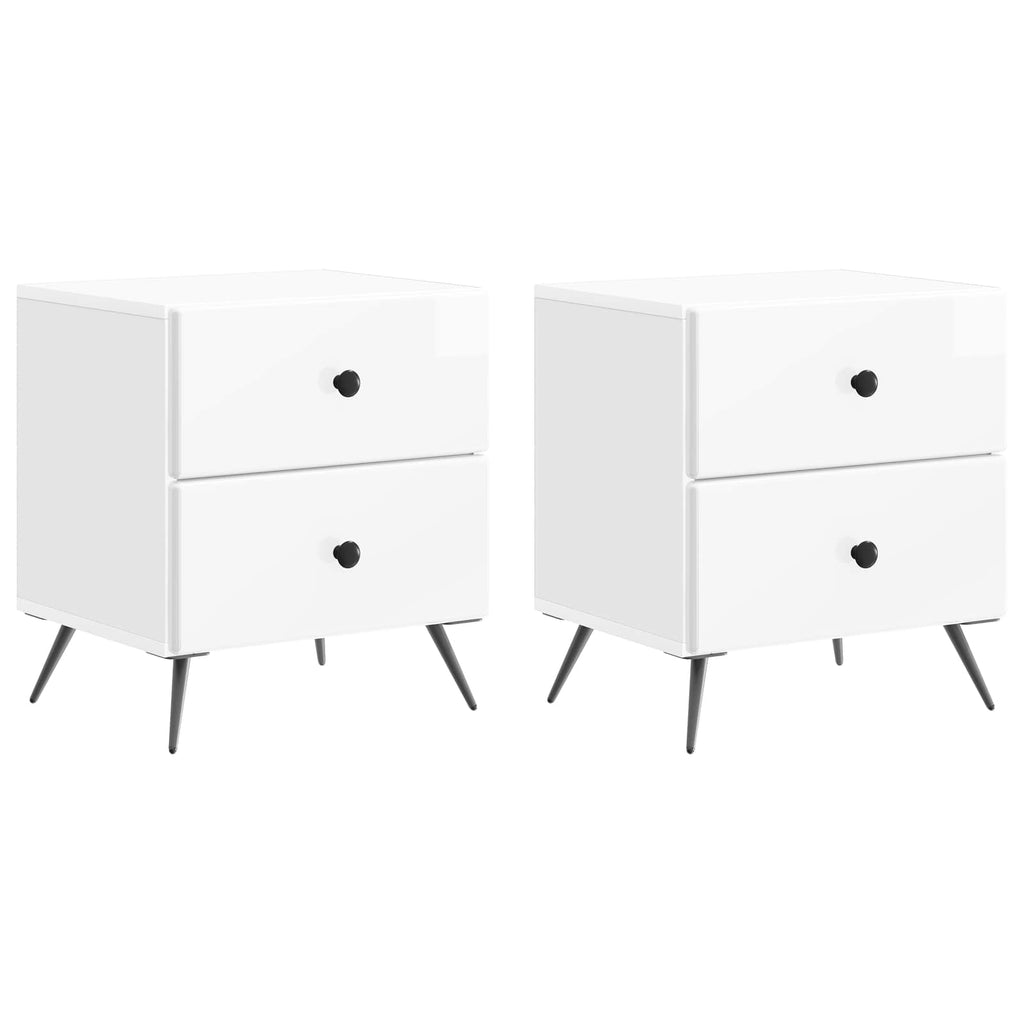 Nachttisch 2 pcs Hochglanz Weiß 43 x 34,5 x 47,5 cm