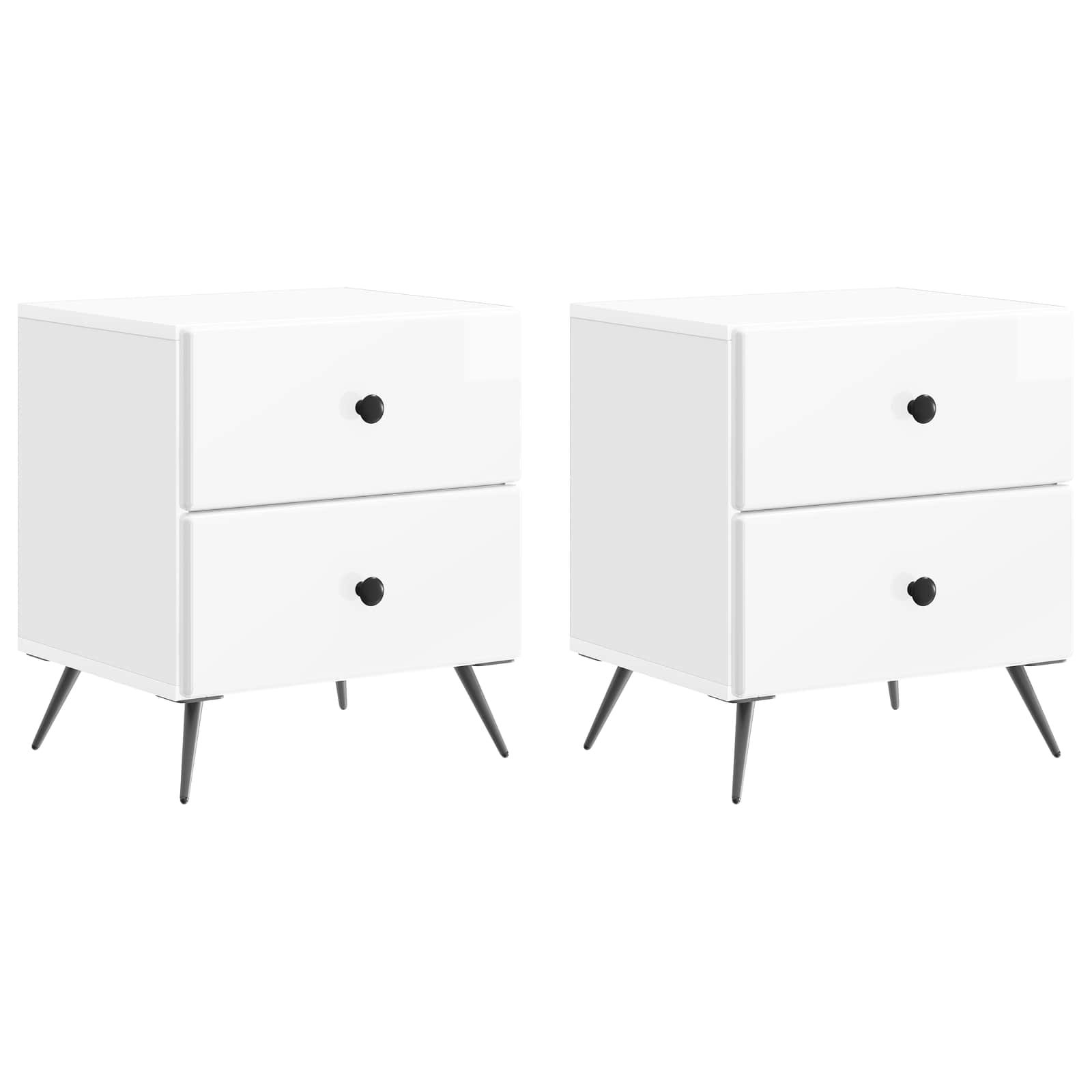 Nachttisch 2 pcs Hochglanz Weiß 43 x 34,5 x 47,5 cm