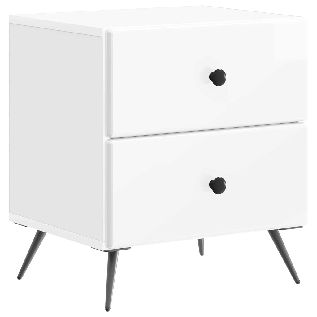Nachttisch 2 pcs Hochglanz Weiß 43 x 34,5 x 47,5 cm
