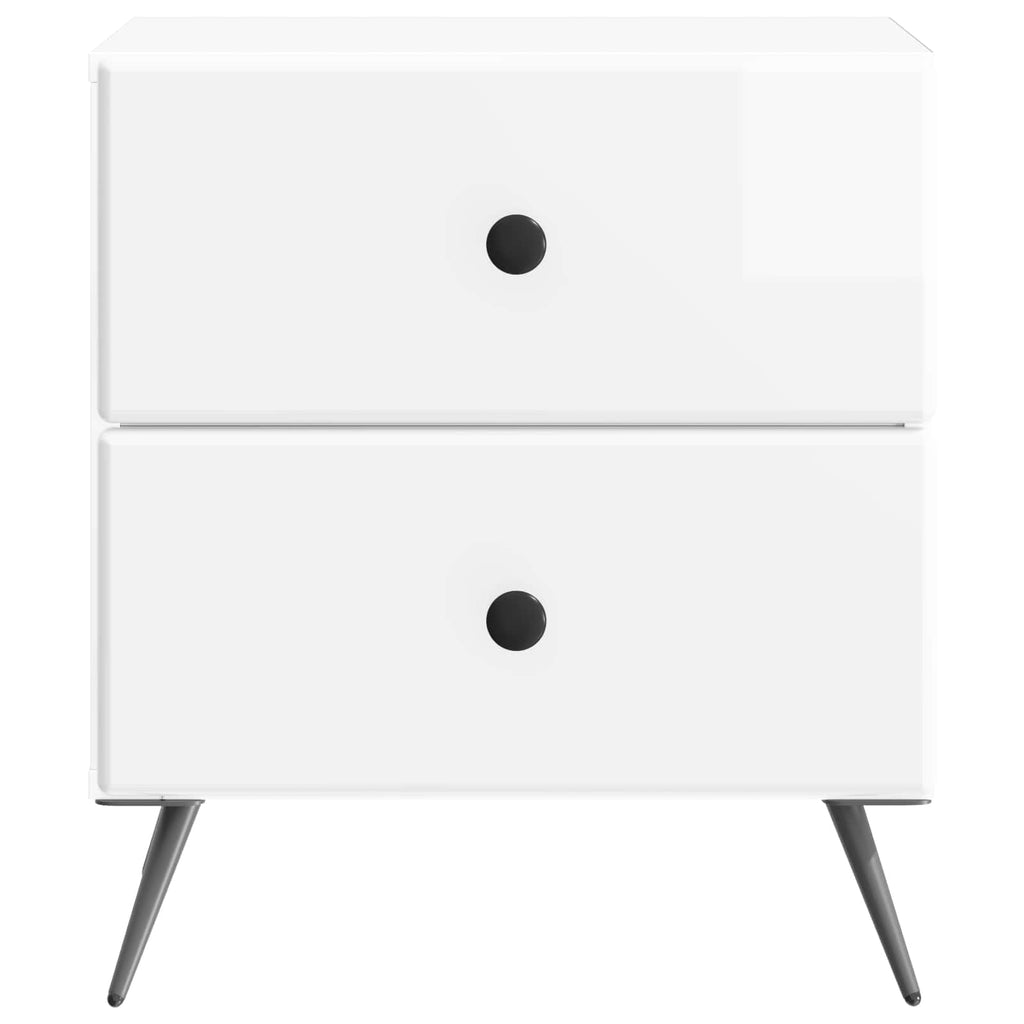 Nachttisch 2 pcs Hochglanz Weiß 43 x 34,5 x 47,5 cm
