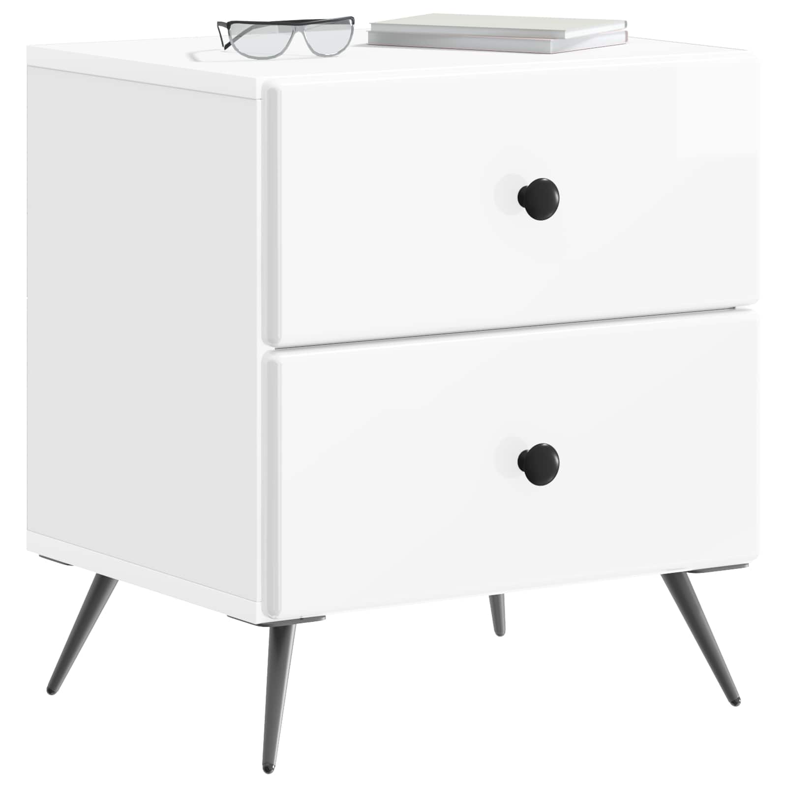 Nachttisch 2 pcs Hochglanz Weiß 43 x 34,5 x 47,5 cm