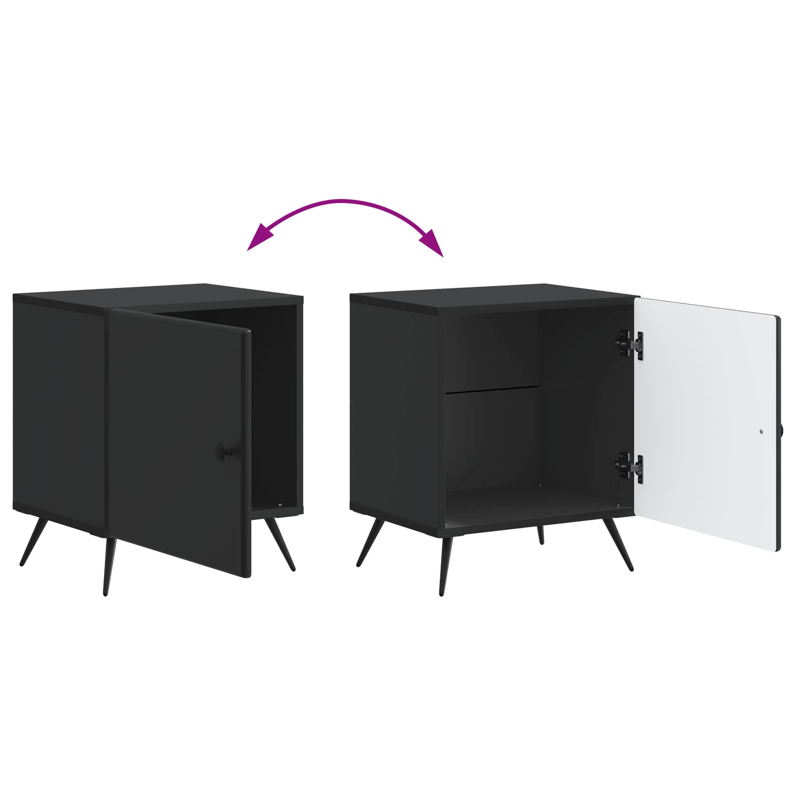 Nachttisch 2 pcs Schwarz 43 x 34,5 x 50 cm Holzwerkstoff