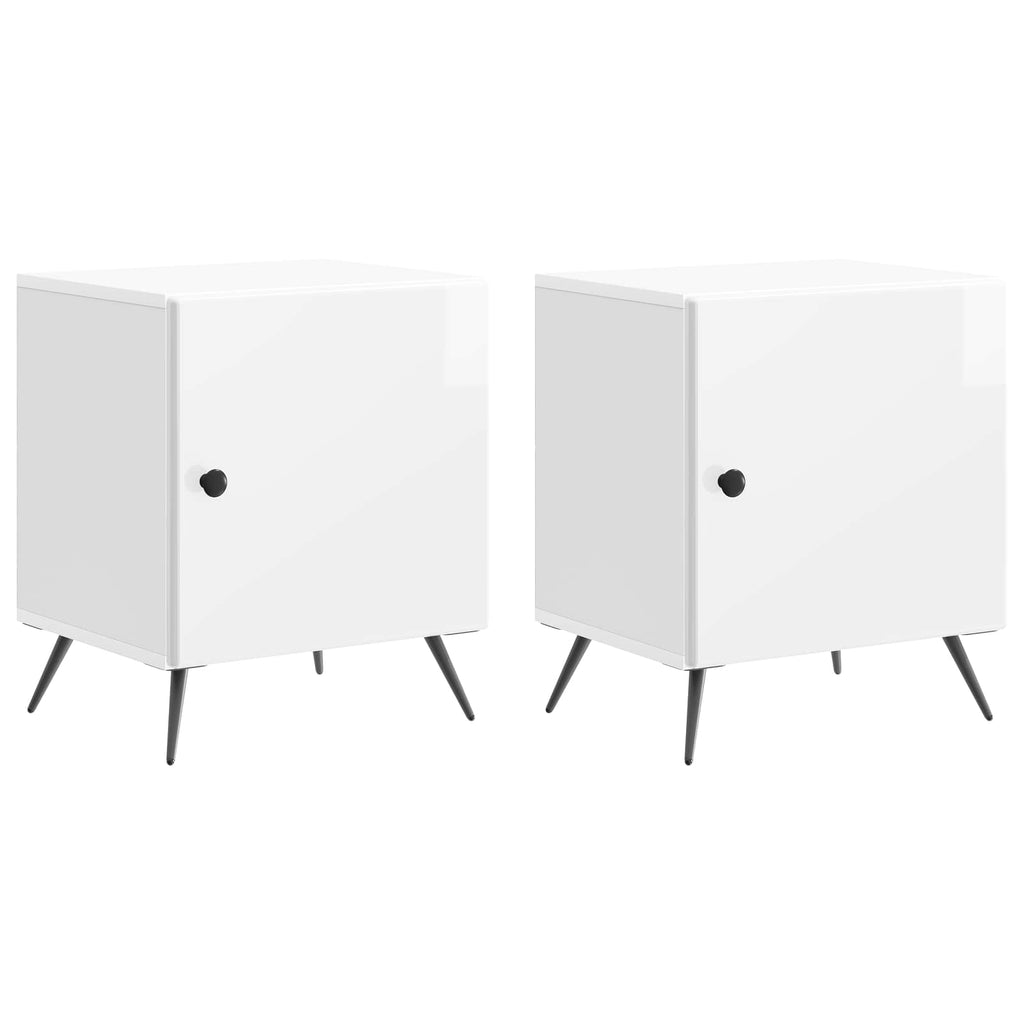 Nachttisch 2 pcs Hochglanz Weiß 43 x 34,5 x 50 cm Holzwerkstoff