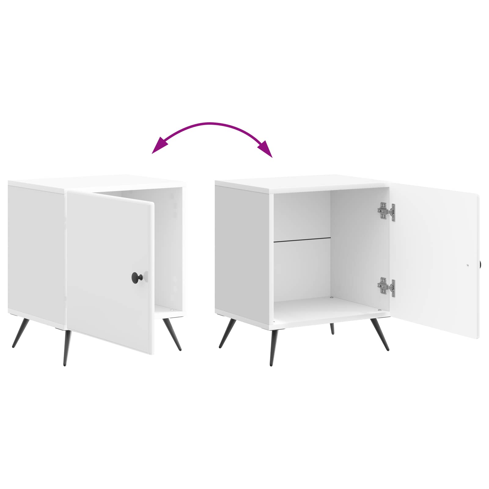 Nachttisch 2 pcs Hochglanz Weiß 43 x 34,5 x 50 cm Holzwerkstoff