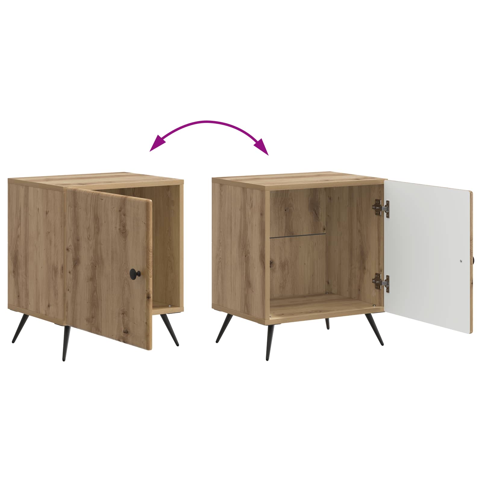 Nachttisch 2 pcs Artisan-Eiche 43 x 34,5 x 50 cm Holzwerkstoff