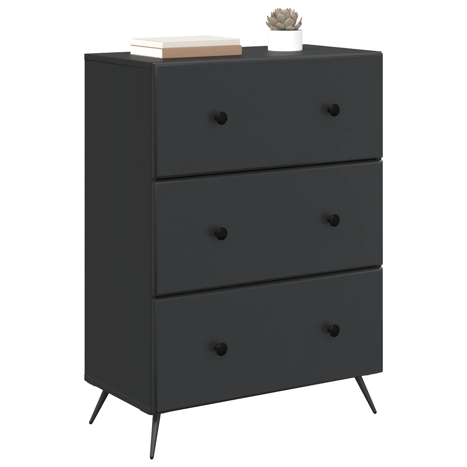 Schubladenschrank Schwarz 66 x 34,5 x 90 cm Holzwerkstoff