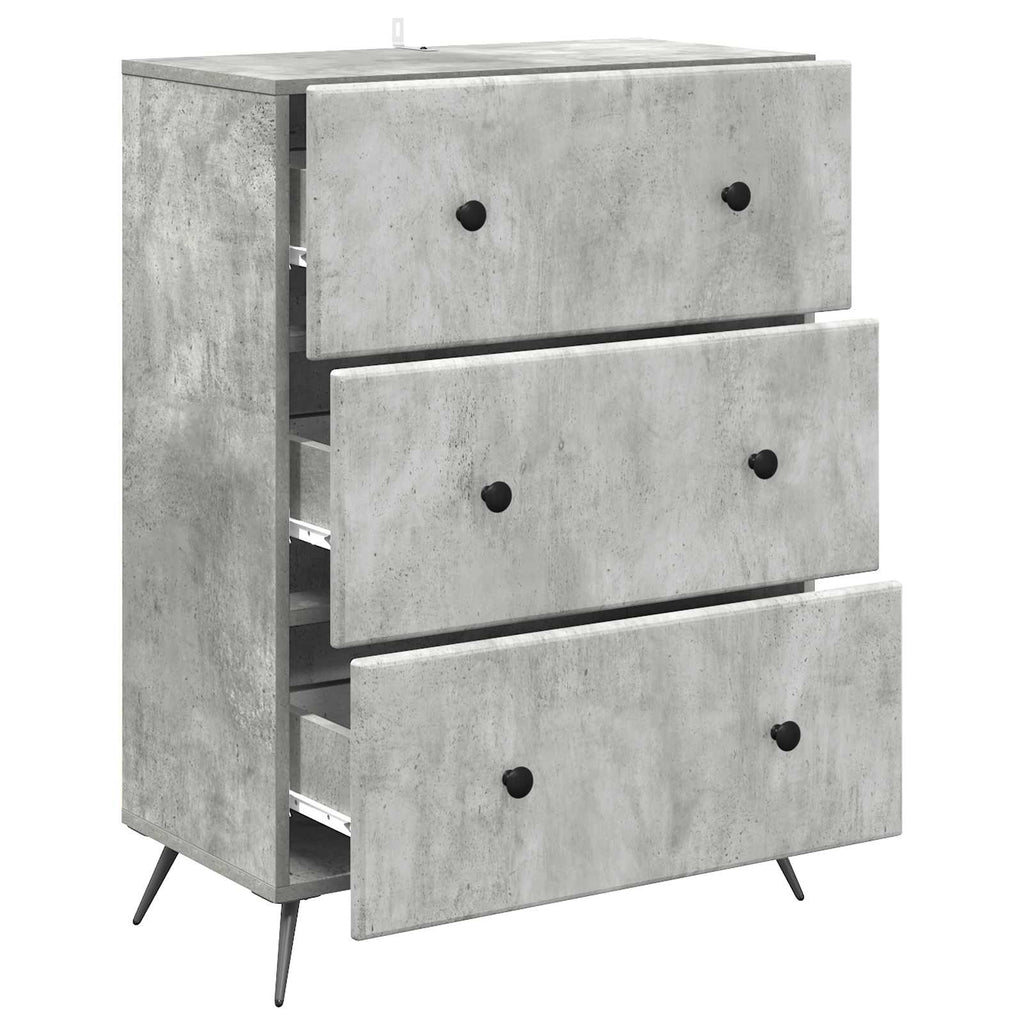 Schubladenschrank Betongrau 66 x 34,5 x 90 cm Holzwerkstoff