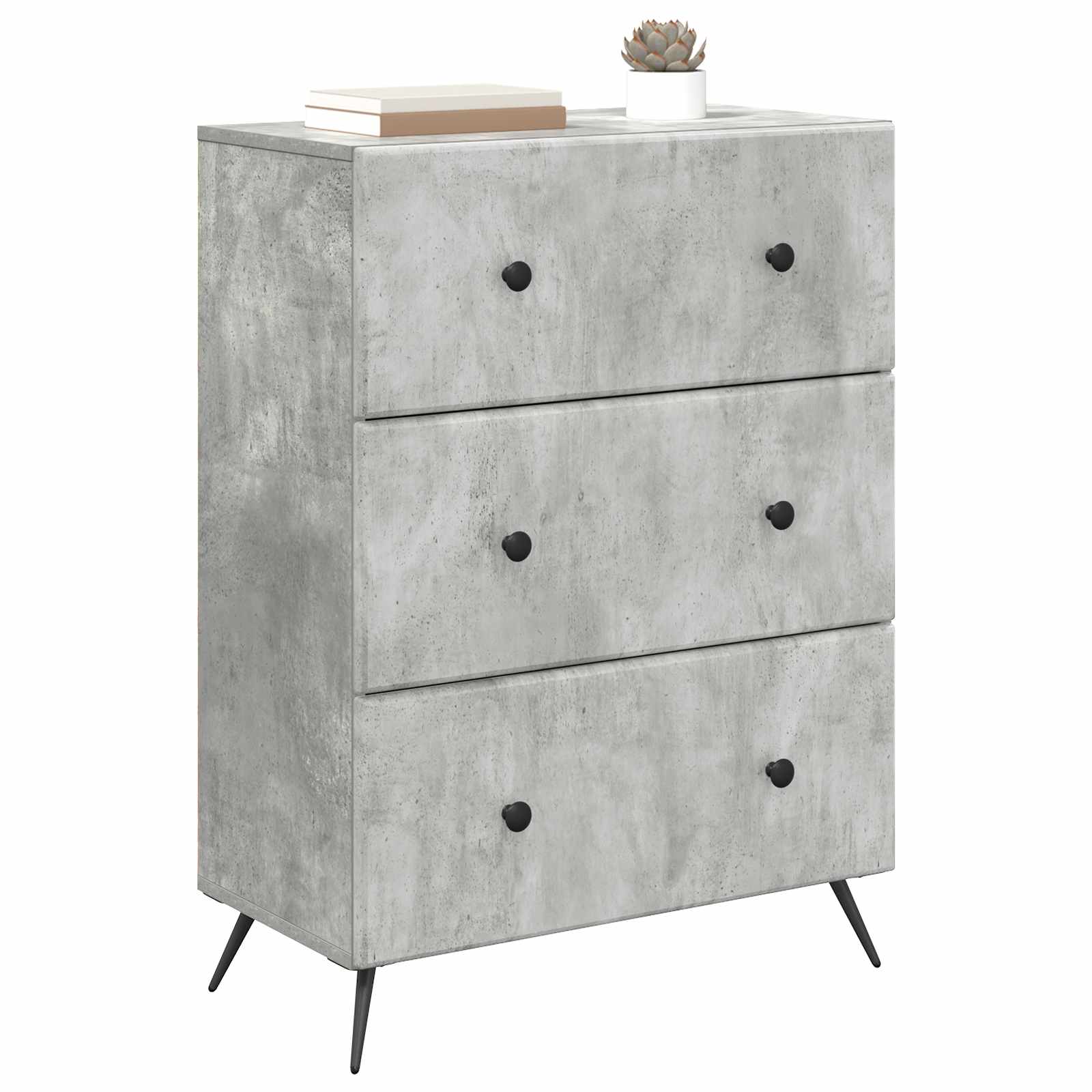 Schubladenschrank Betongrau 66 x 34,5 x 90 cm Holzwerkstoff