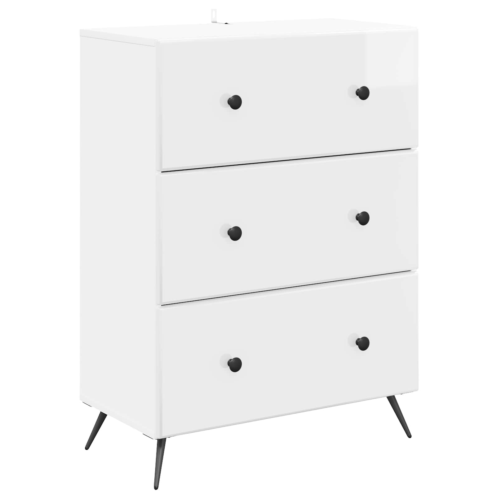 Schubladenschrank Hochglanz Weiß 66 x 34,5 x 90 cm