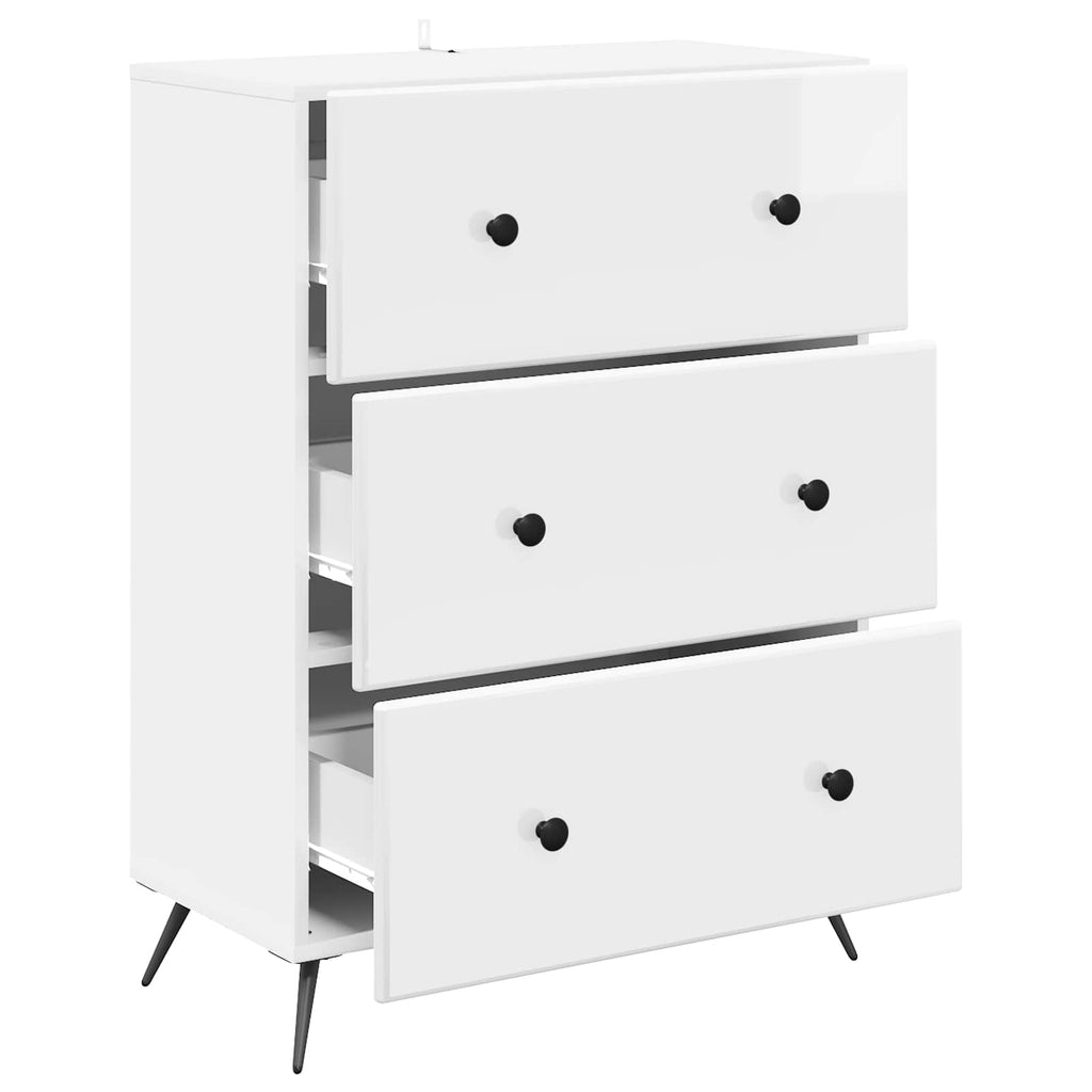 Schubladenschrank Hochglanz Weiß 66 x 34,5 x 90 cm