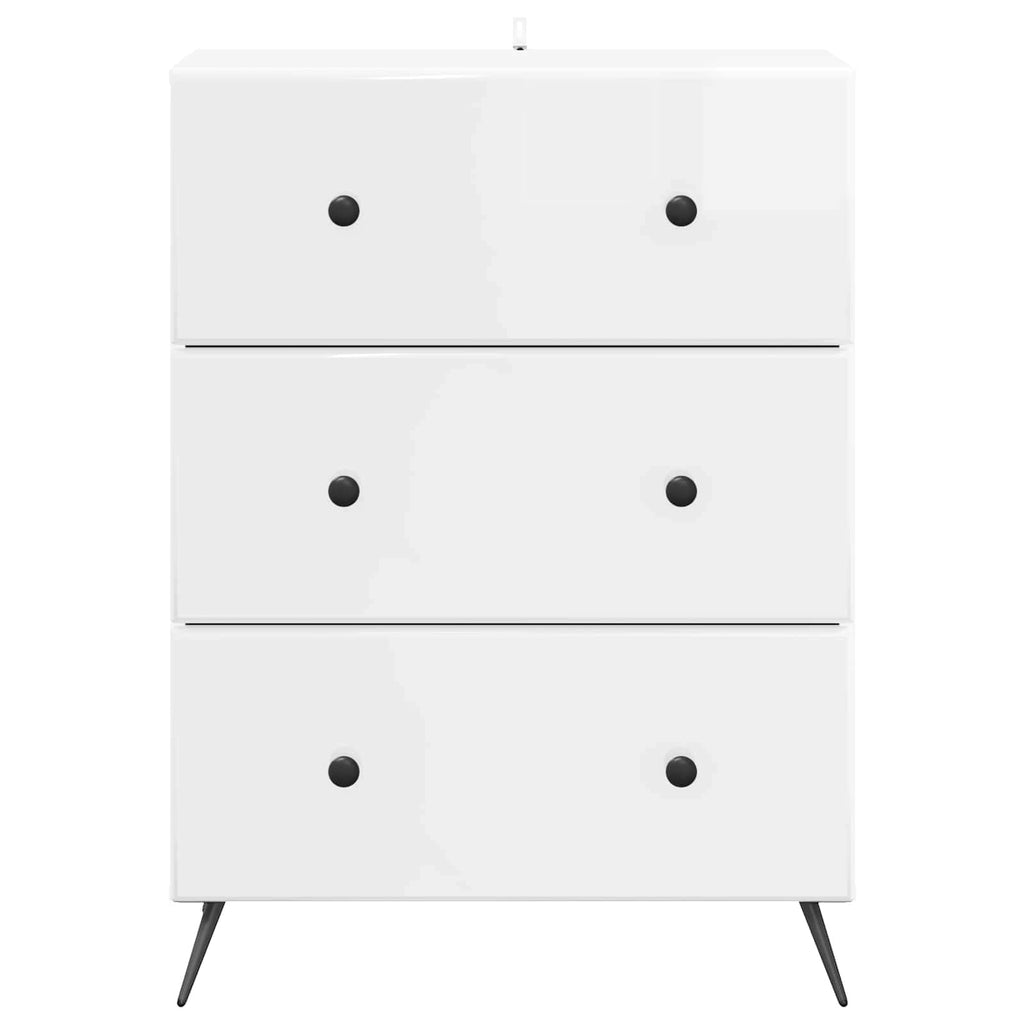 Schubladenschrank Hochglanz Weiß 66 x 34,5 x 90 cm
