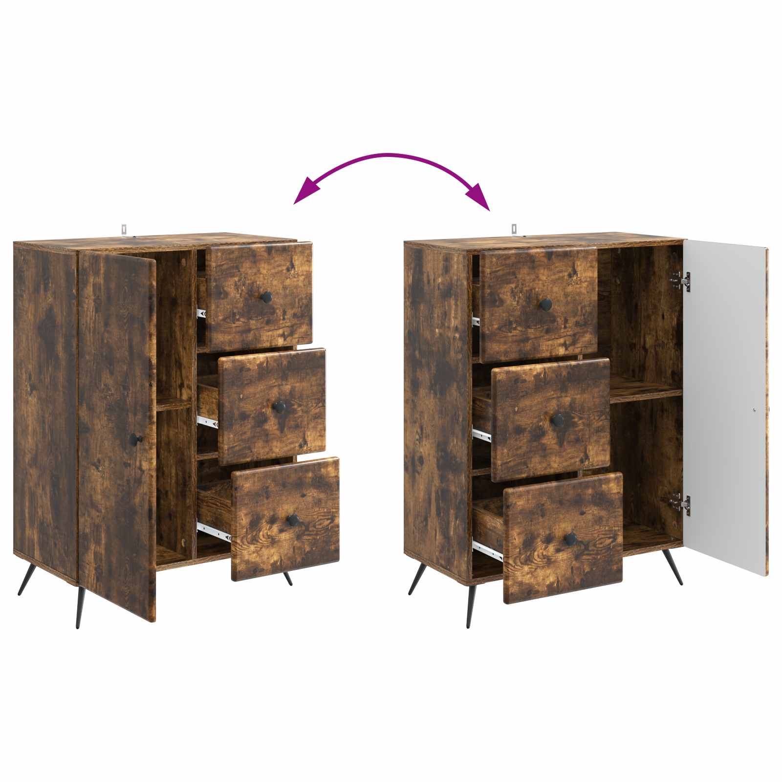 Sideboard Geräucherte Eiche 66 x 34,5 x 90 cm Holzwerkstoff
