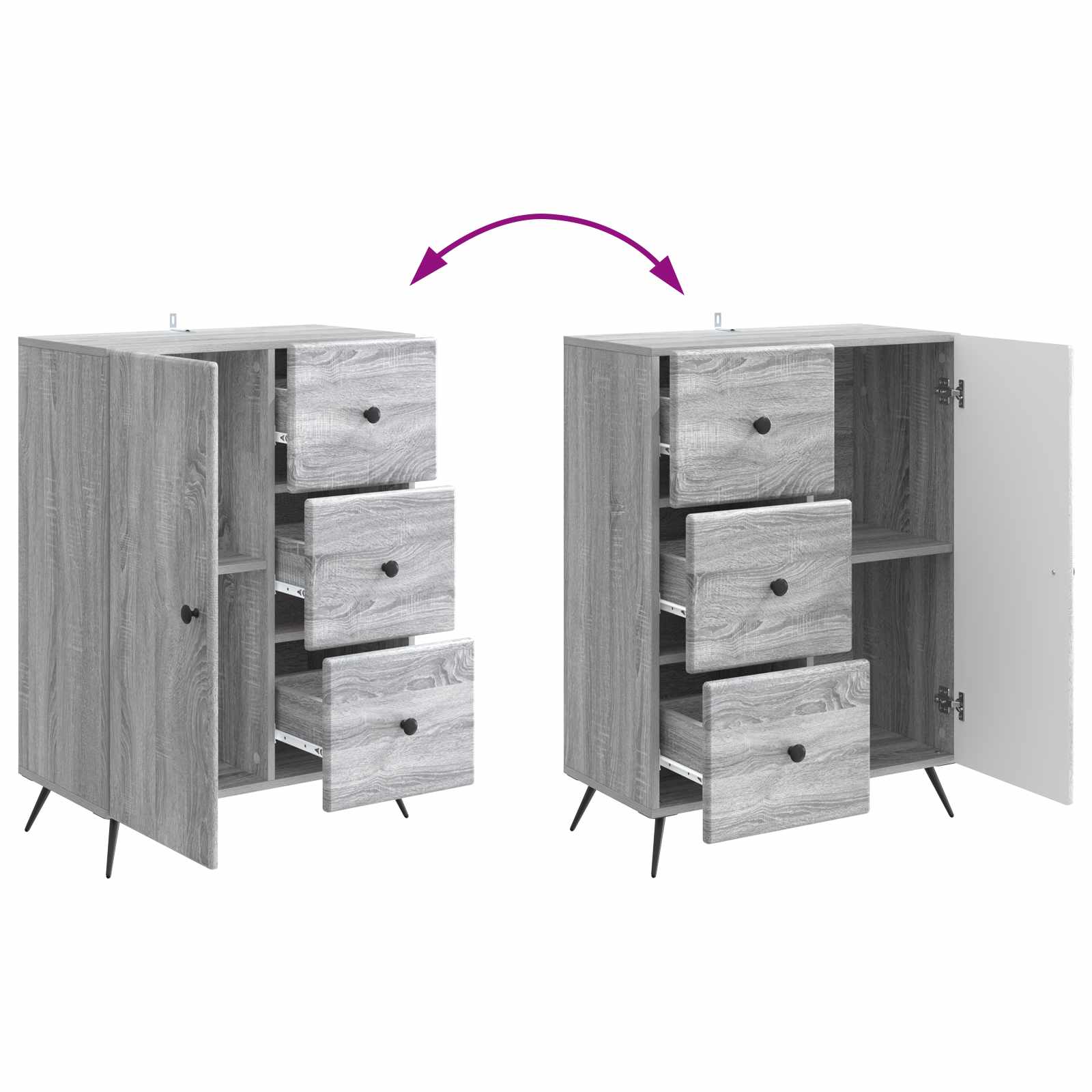 Sideboard Graues Sonoma 66 x 34,5 x 90 cm Holzwerkstoff