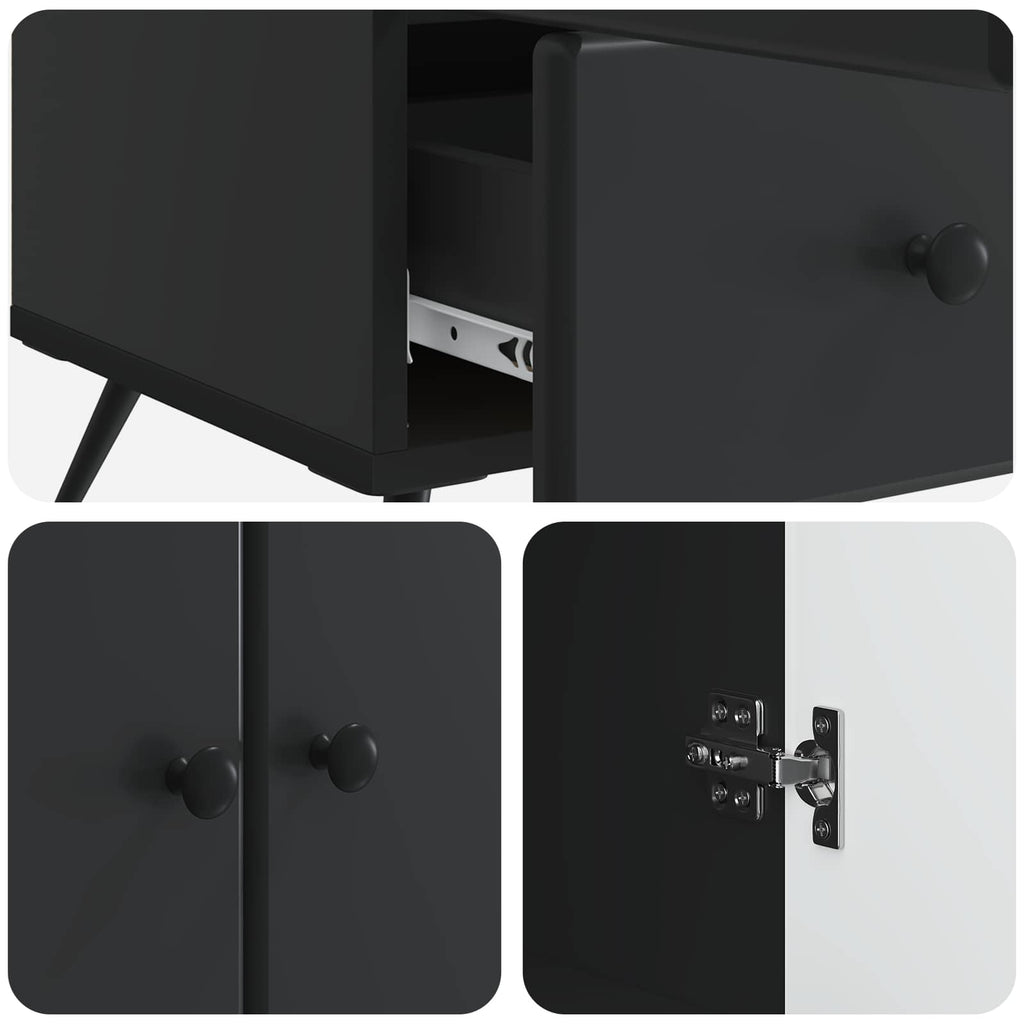 Sideboard Schwarz 66 x 34,5 x 95 cm Holzwerkstoff