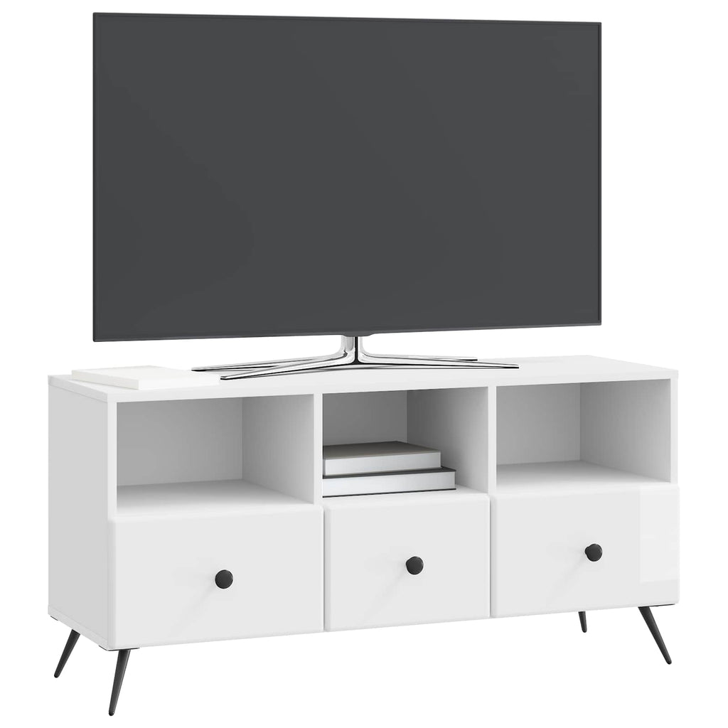 TV-Schränk Hochglanz Weiß 102 x 34,5 x 50 cm Holzwerkstoff