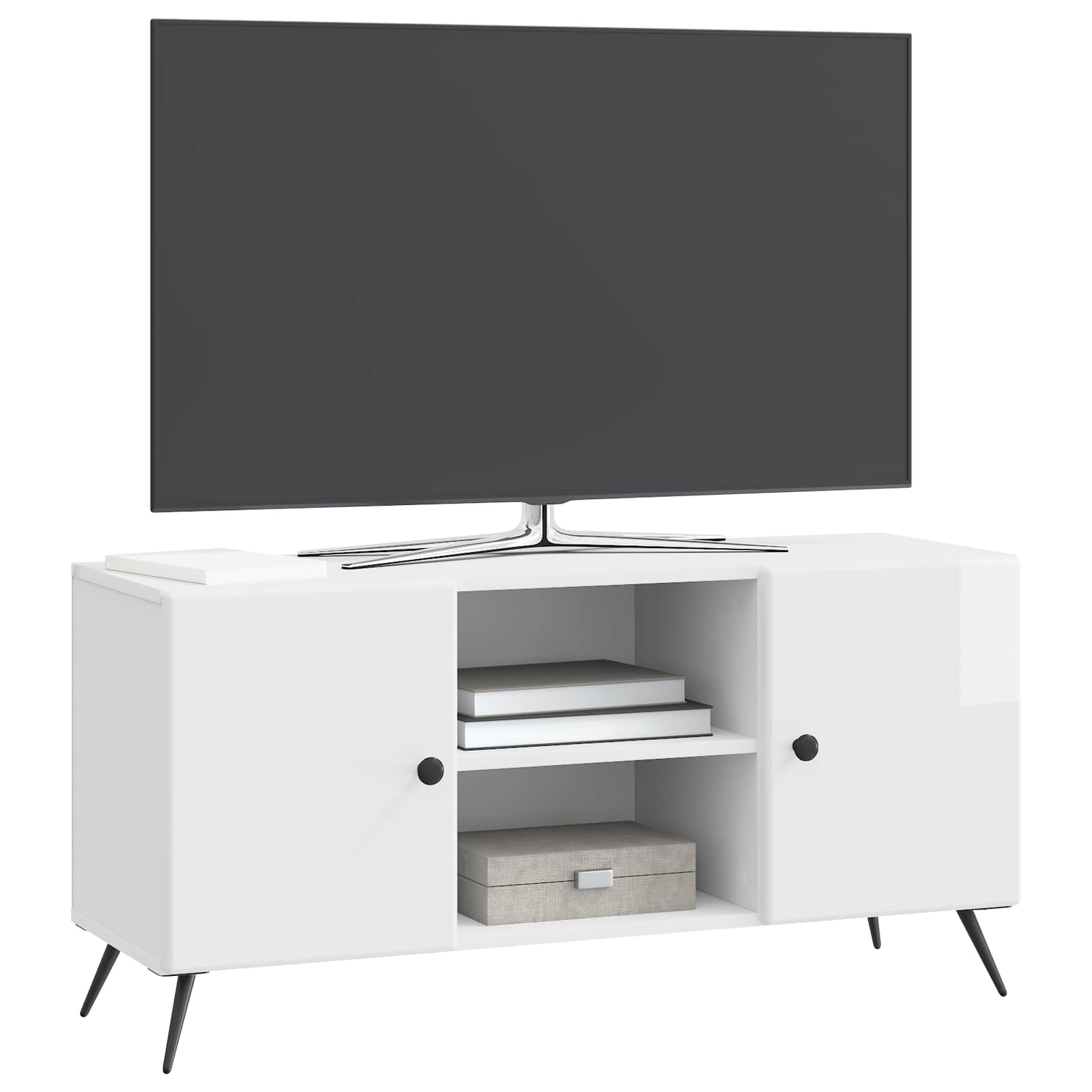 TV-Schränk Hochglanz Weiß 102 x 34,5 x 50 cm Holzwerkstoff