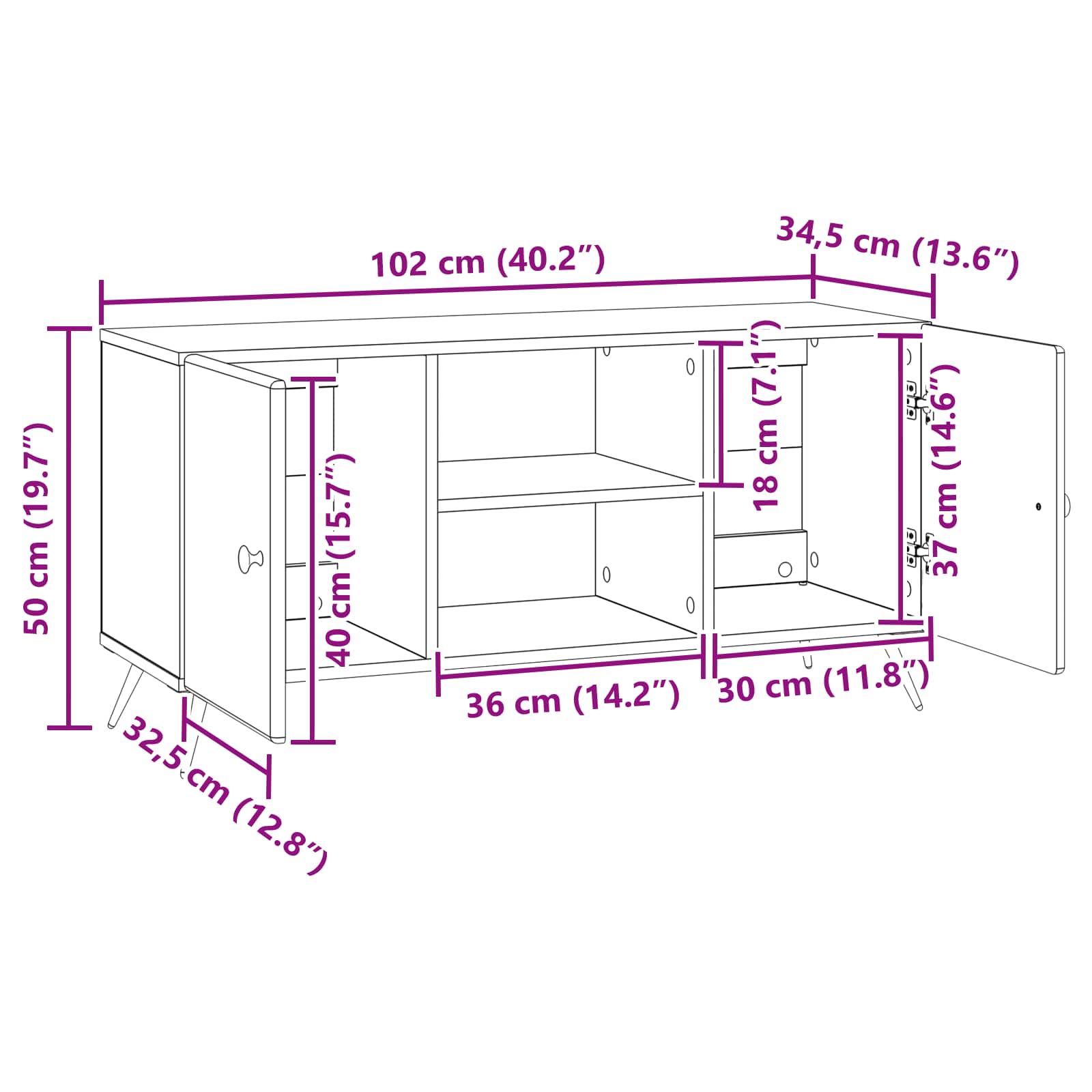 TV-Schränk Graues Sonoma 102 x 34,5 x 50 cm Holzwerkstoff