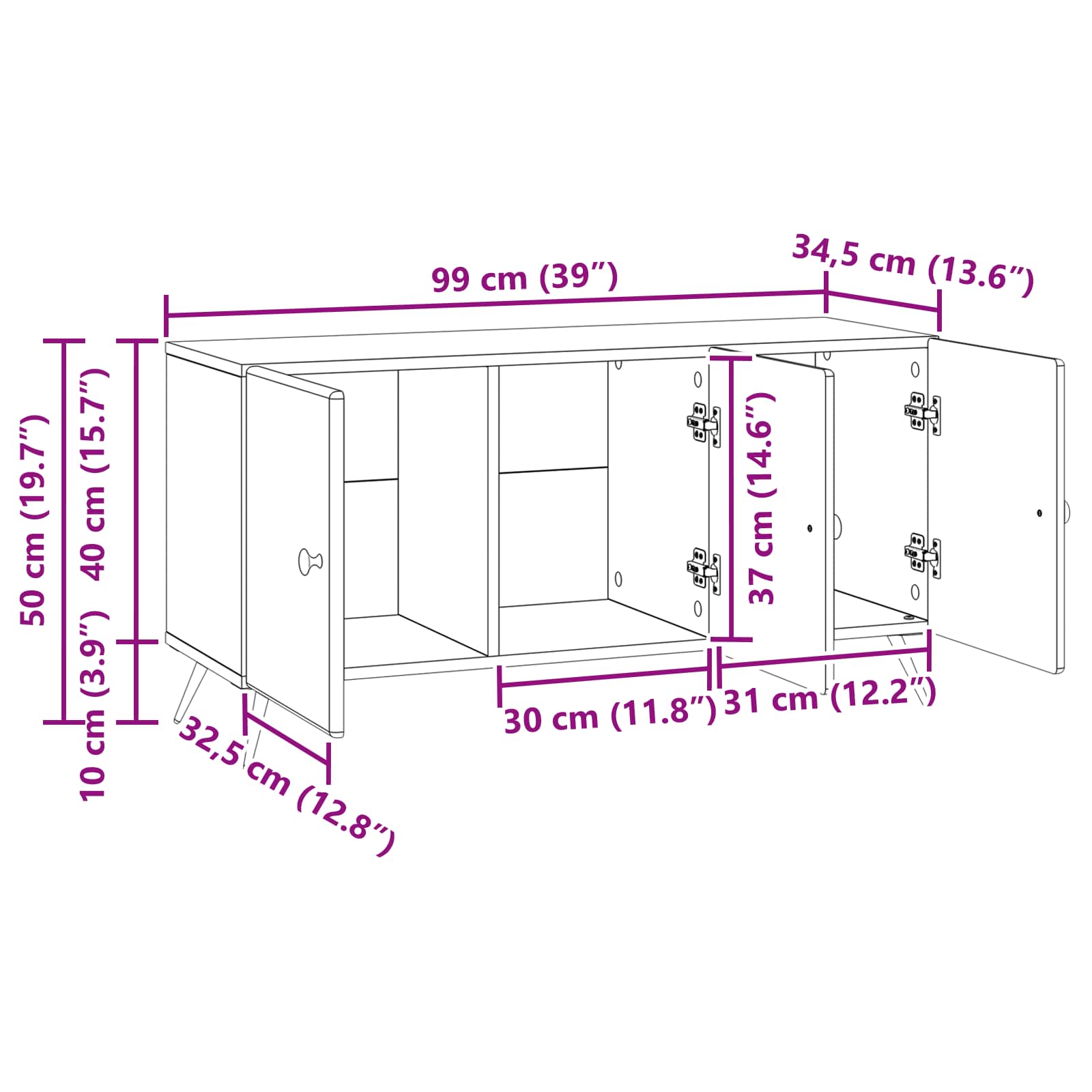 TV-Schränk Sonoma-Eiche 99 x 34,5 x 50 cm Holzwerkstoff
