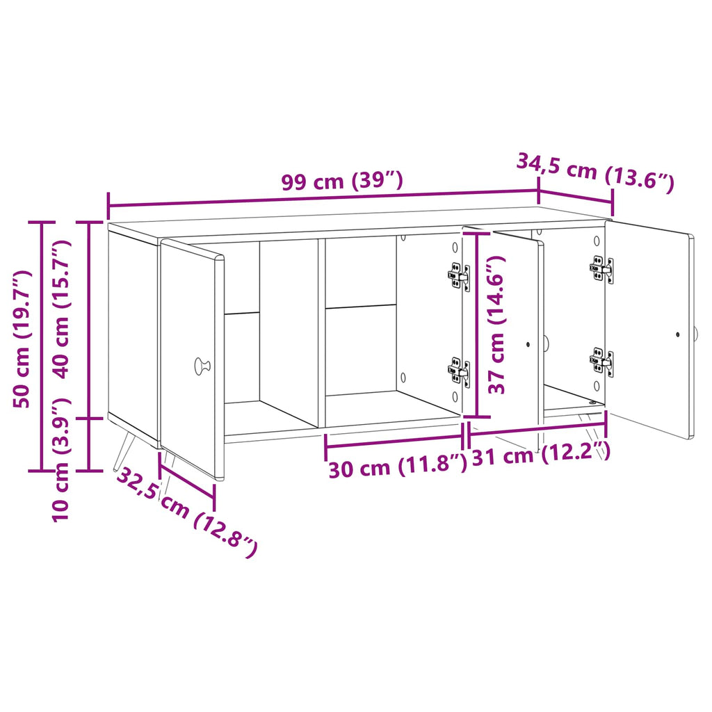 TV-Schränk Altholz 99 x 34,5 x 50 cm Holzwerkstoff